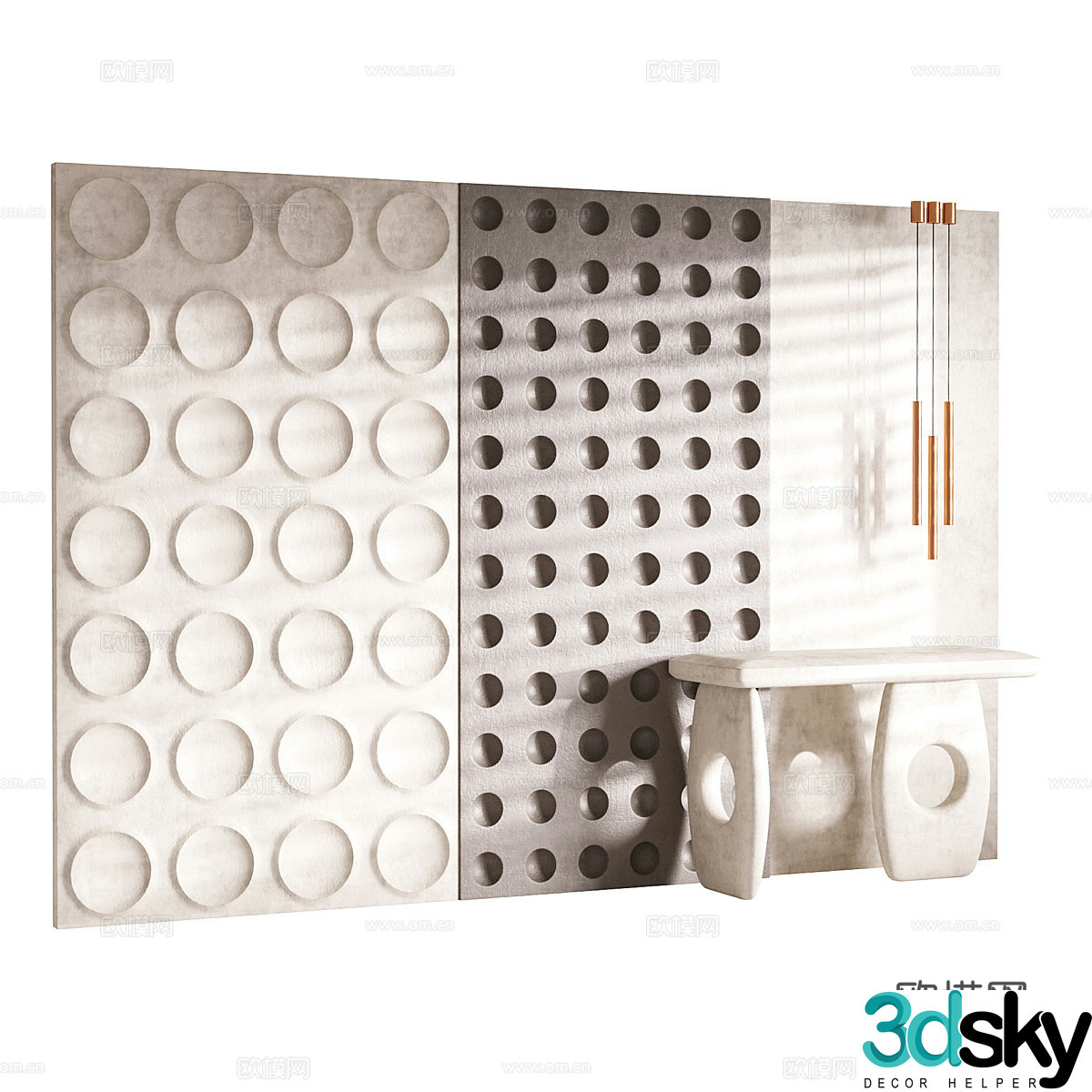 New Chinese style wasabi background wall 3D model