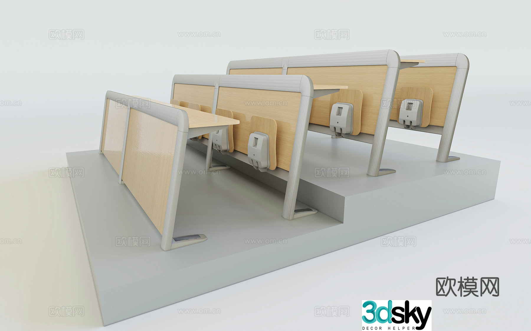 3d model of desk and chair