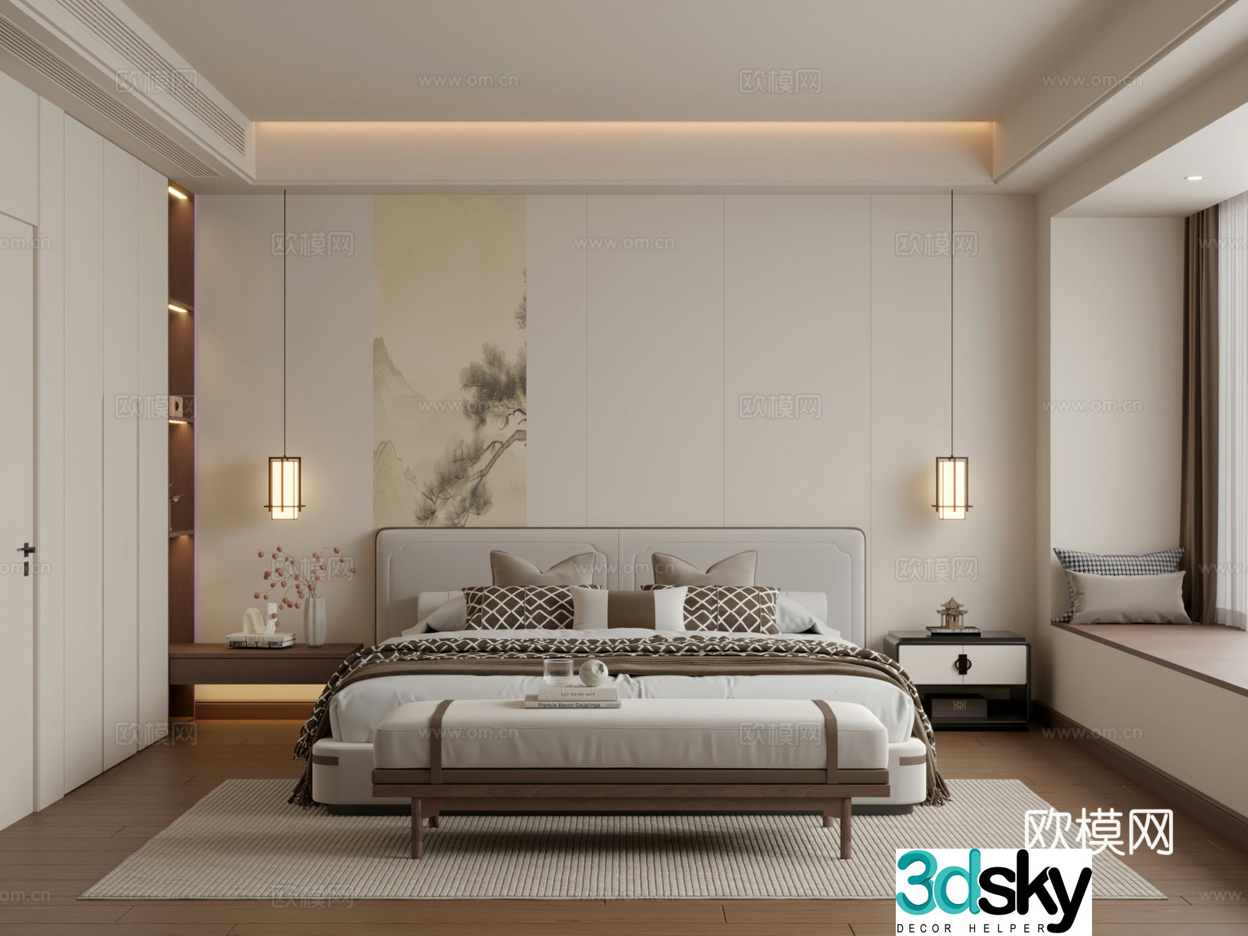 New Chinese bedroom 3D model