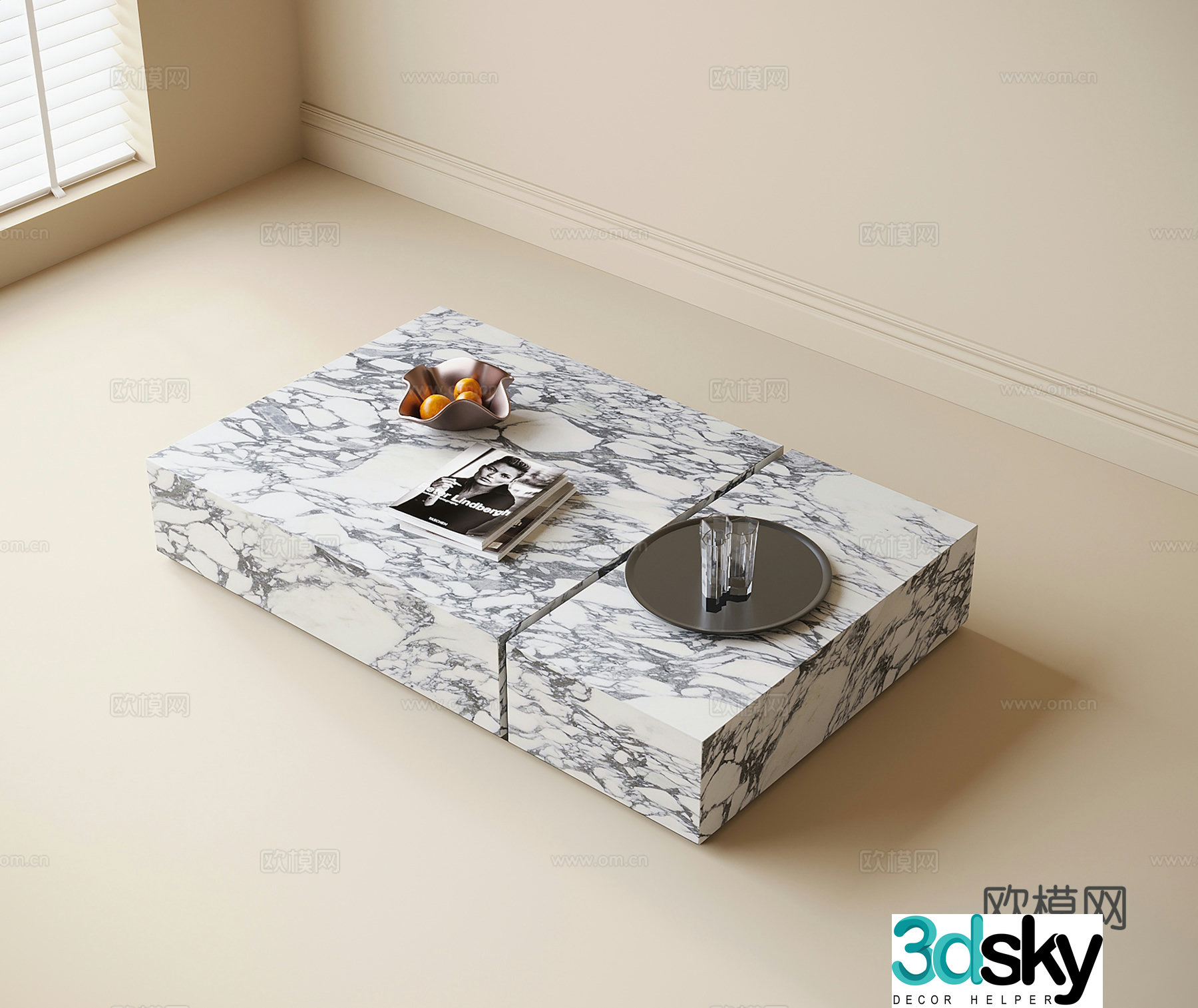 Modern marble coffee table Square coffee table 3D model