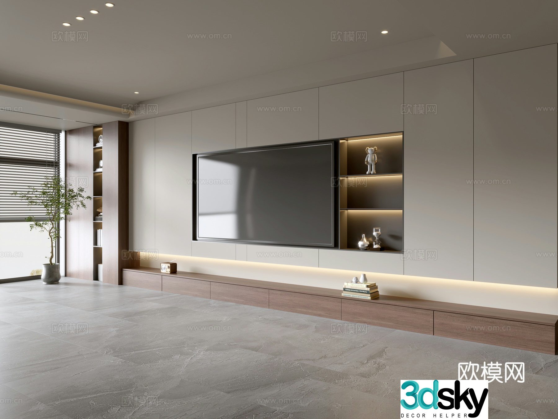 Wasabi Middle Style TV Cabinet TV Background Wall Overall Cabinet TV Background Wall Medal Style 3D Model