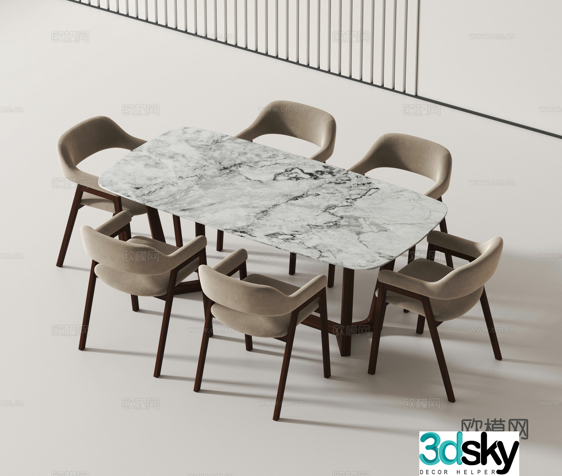 Modern dining table and chair 3d model
