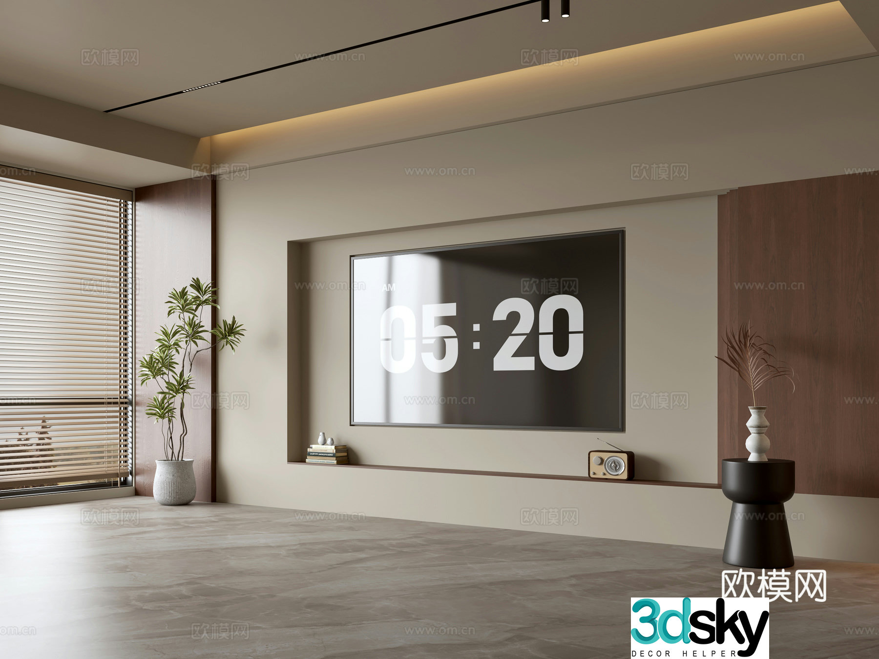 Wasabi Middle Style TV Cabinet TV Background Wall Overall Cabinet TV Background Wall Medal Style 3D Model