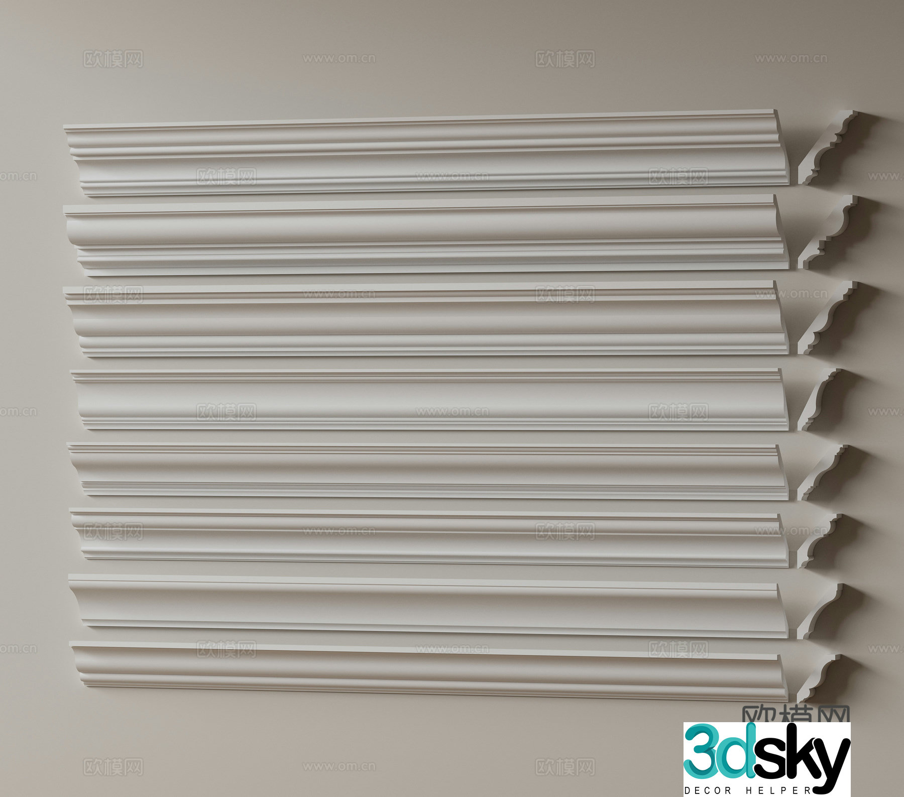 Modern gypsum line Simple European gypsum line Yin corner line Yang corner line Ceiling corner line 3d model
