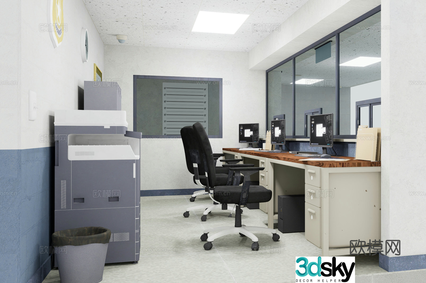 Police station internal 3d model