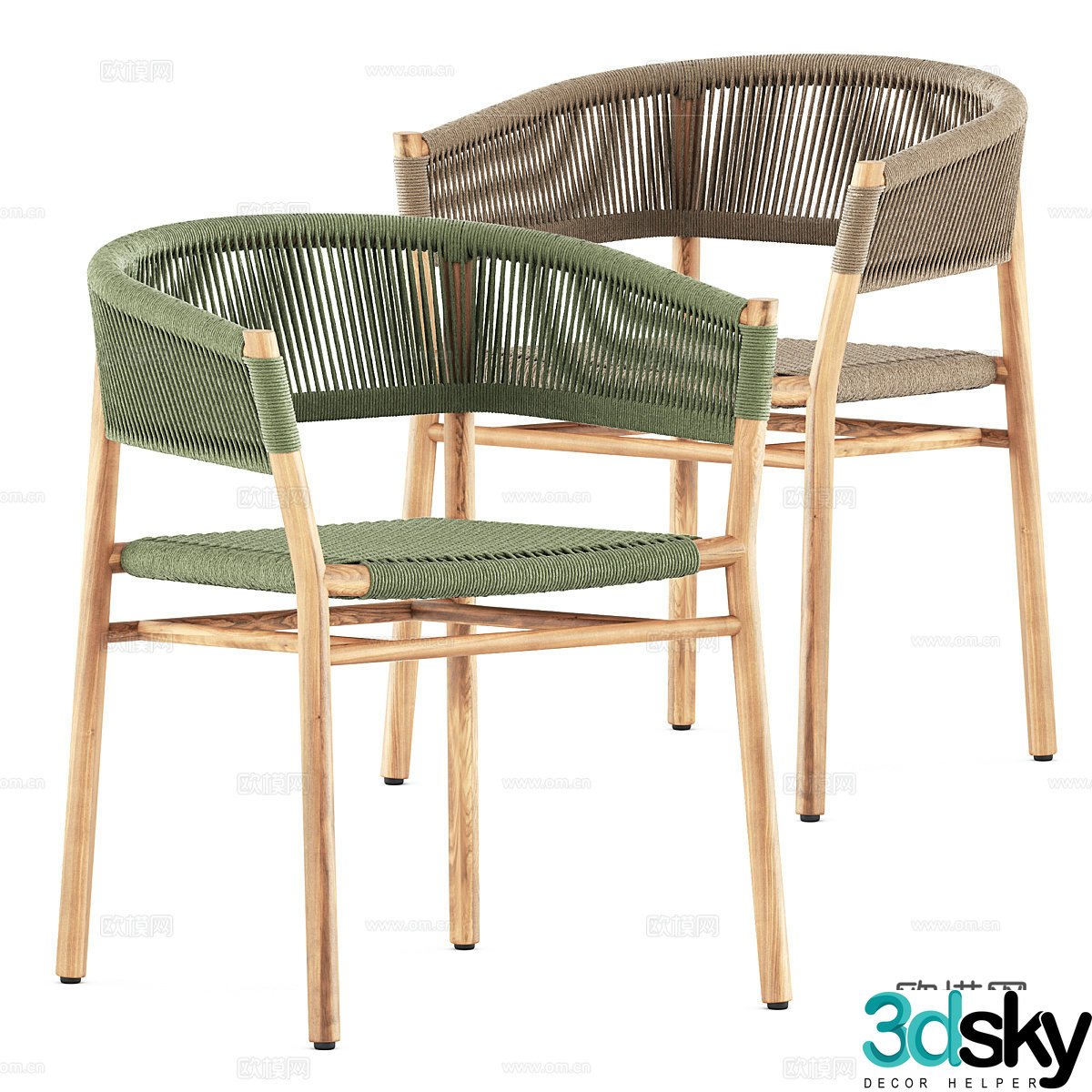New Chinese Ethimo’s Kilt Dining Armchair 3D Model