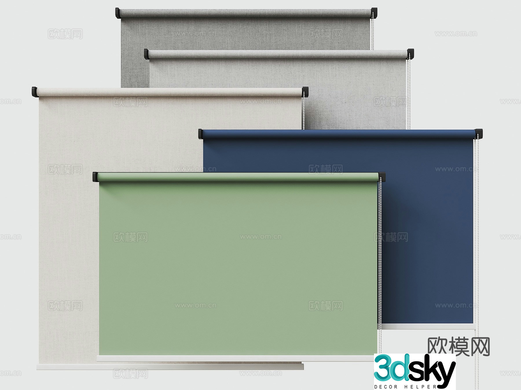 Modern office roller blinds Floor to ceiling window roller blinds Roller blinds Curtains 3D model