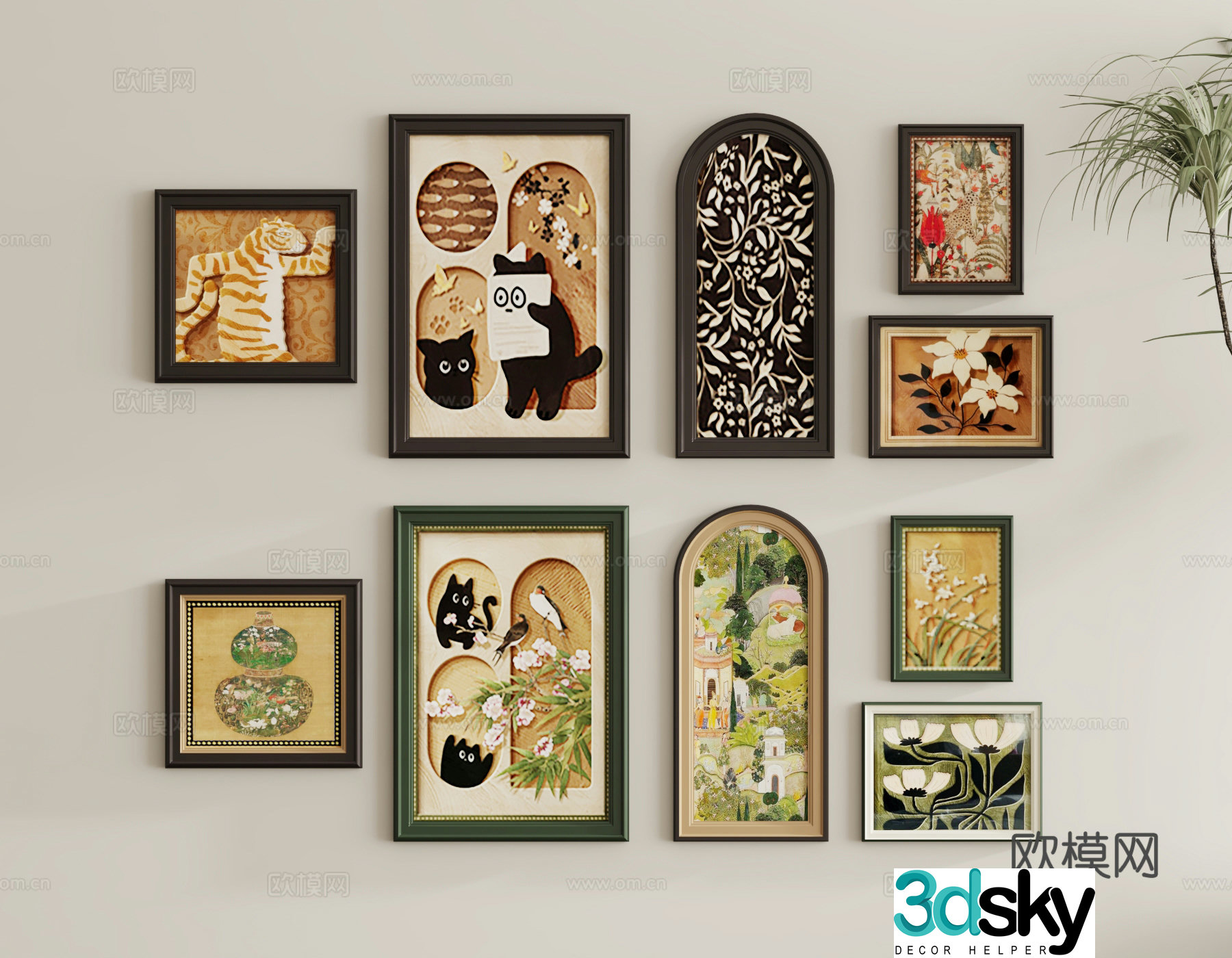 Retro decorative painting combination painting 3d model
