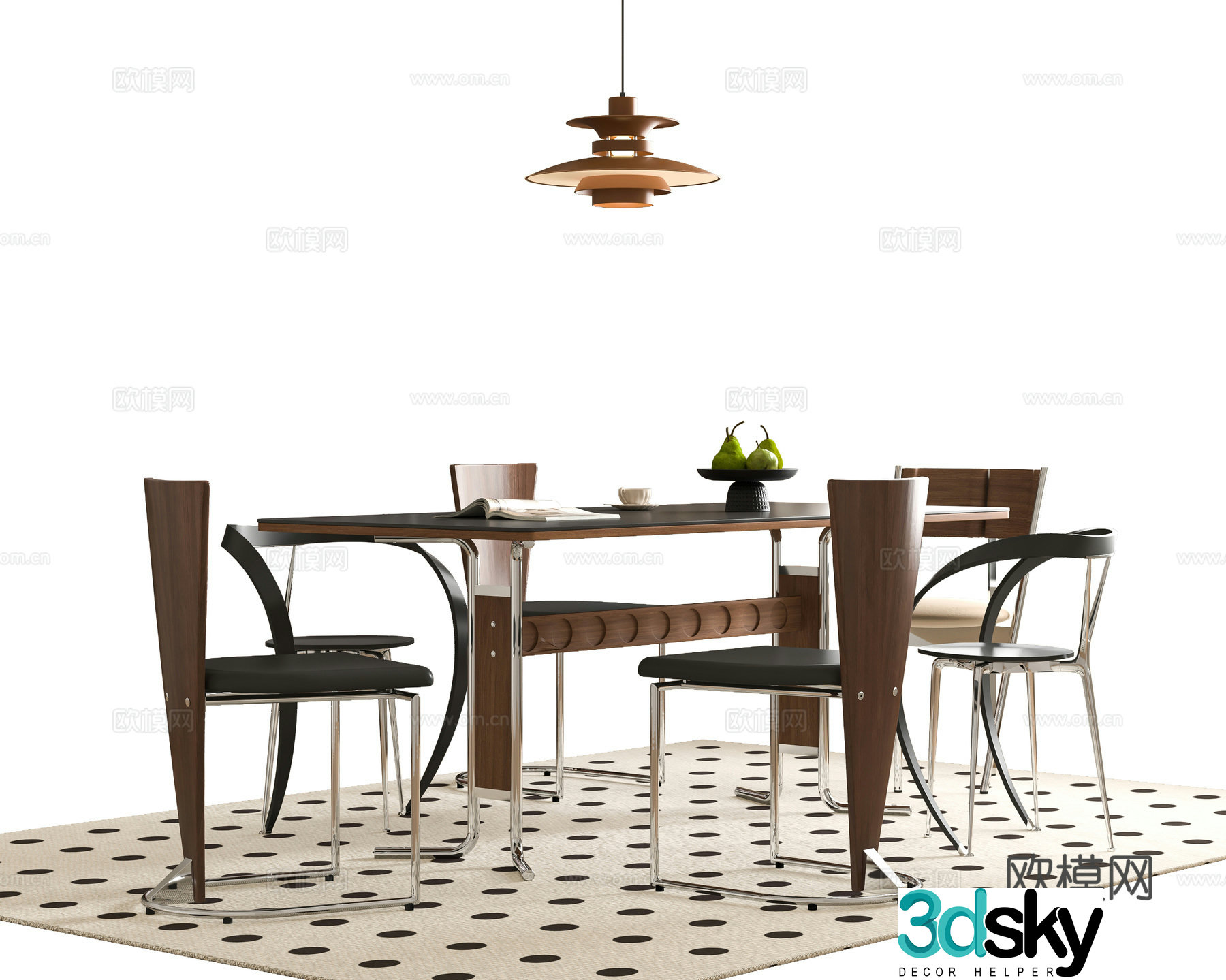 Modern dining table and chair 3d model