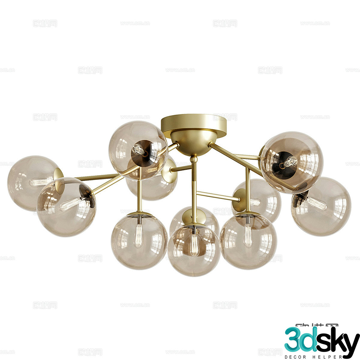 New Chinese style light luxury Dallas ceiling light 3D model