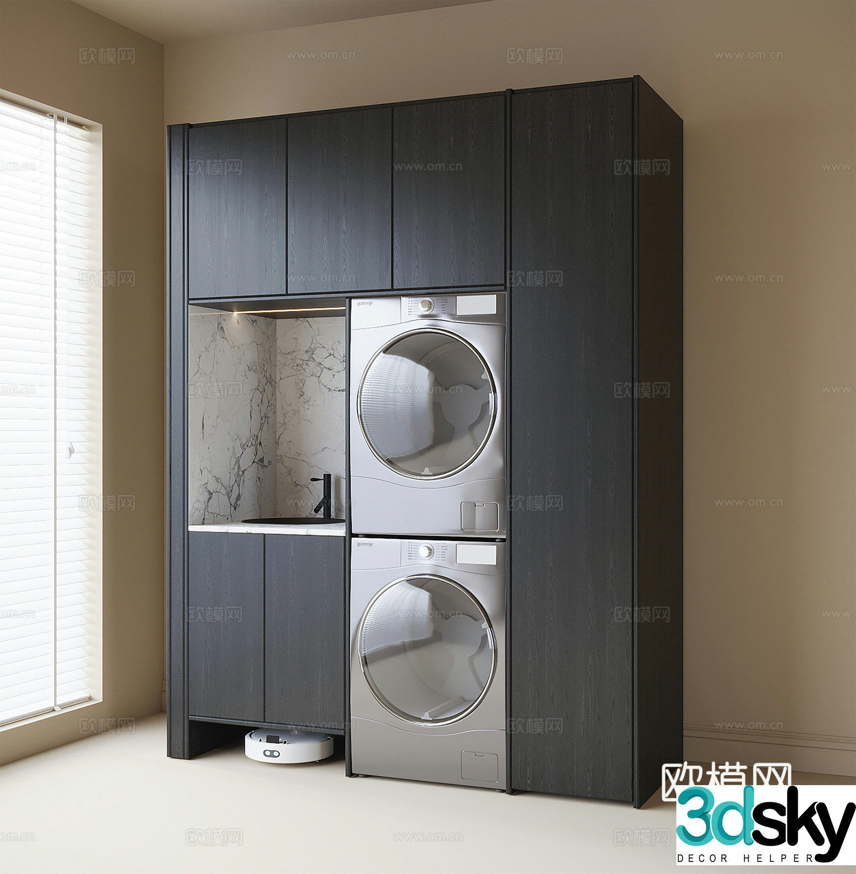 Modern washing machine cabinet balcony cabinet washing machine 3d model