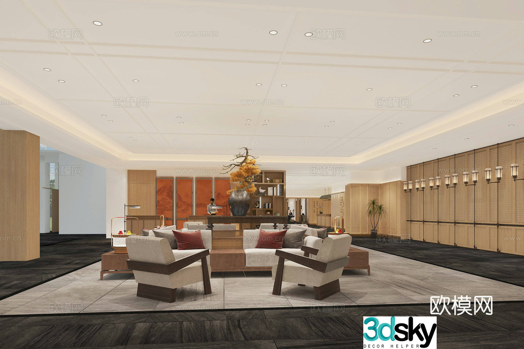 New Chinese hotel hall 3D model