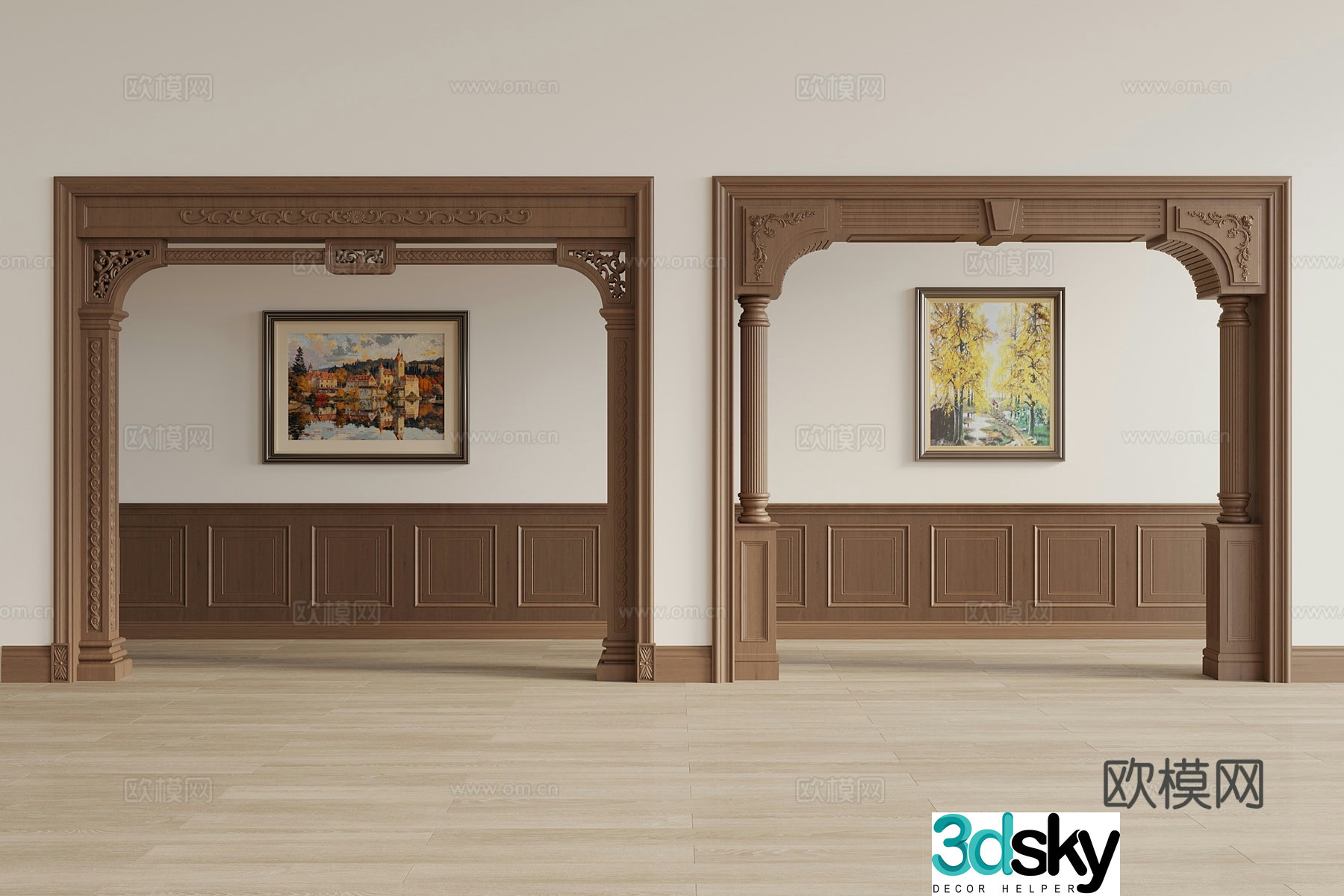 American European Chinese New Chinese Door Cover Pass 3D Model