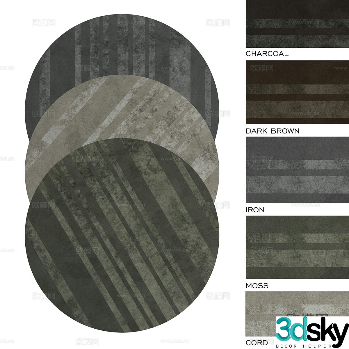 New Chinese round fabric carpet 3D model