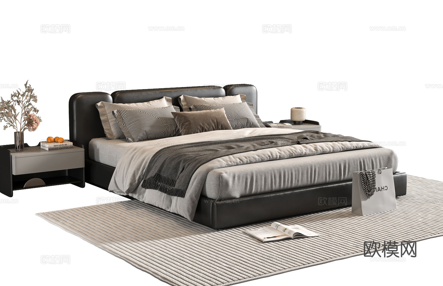Modern double bed 3d model