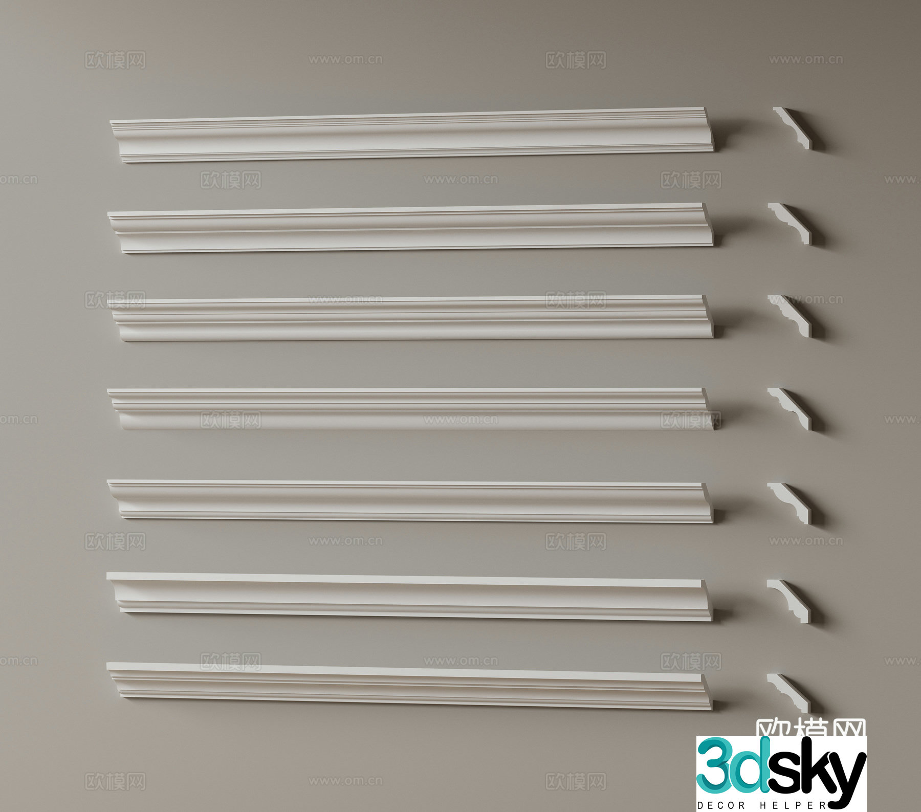 Modern gypsum line Simple European gypsum line Yin corner line Yang corner line Ceiling corner line 3d model