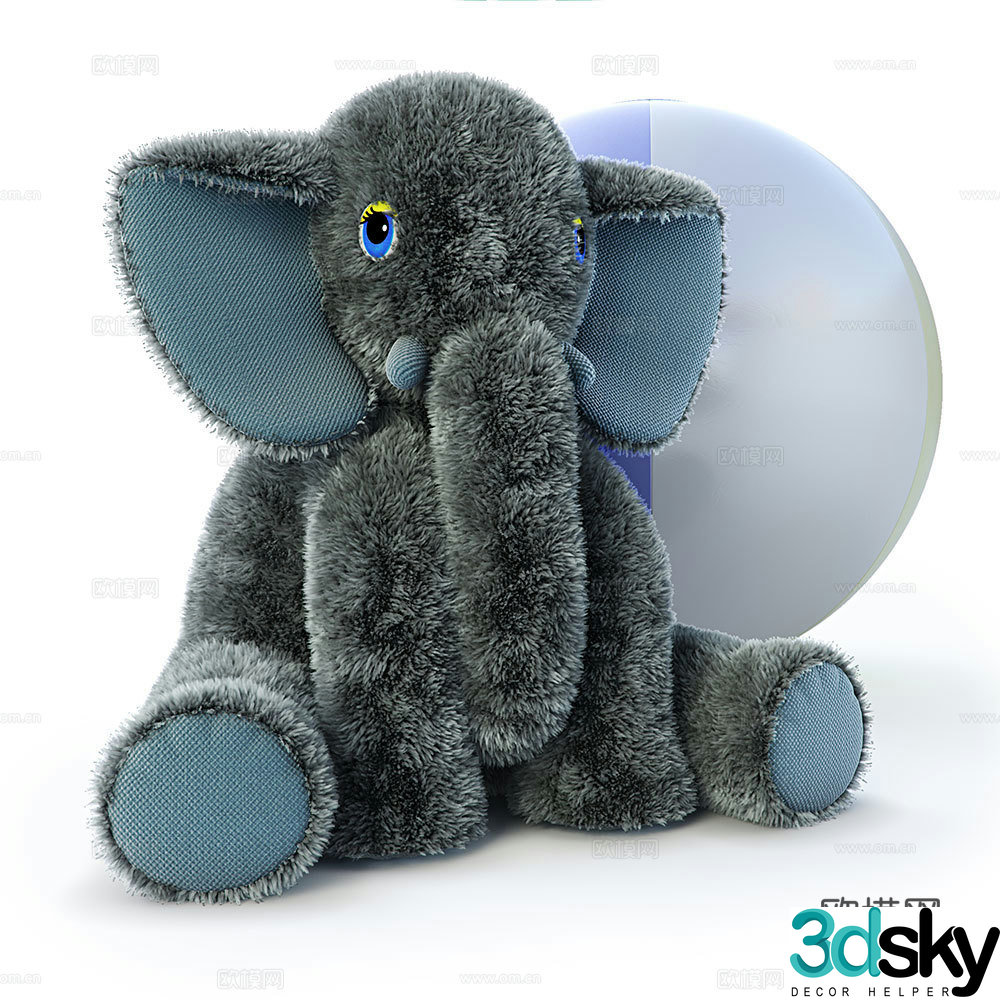 Modern elephant plush toy 3d model