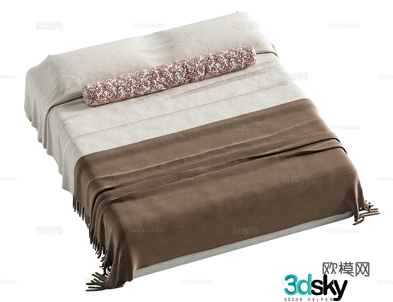 Retro light luxury double bed 3d model