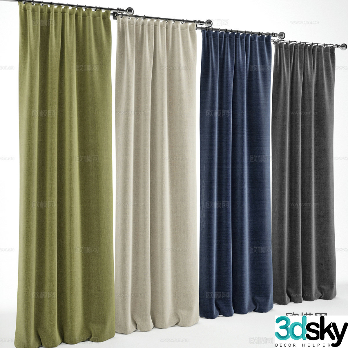Modern Nordic curtains 3d model