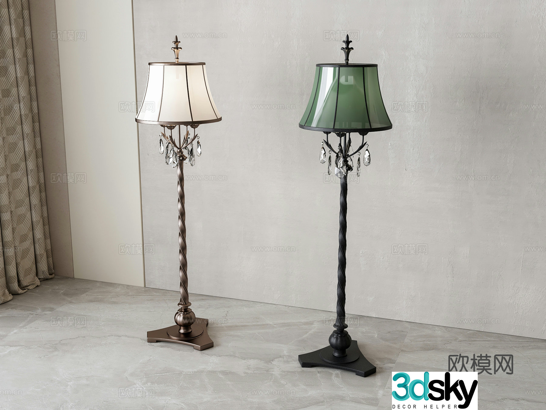 American floor lamp 3d model