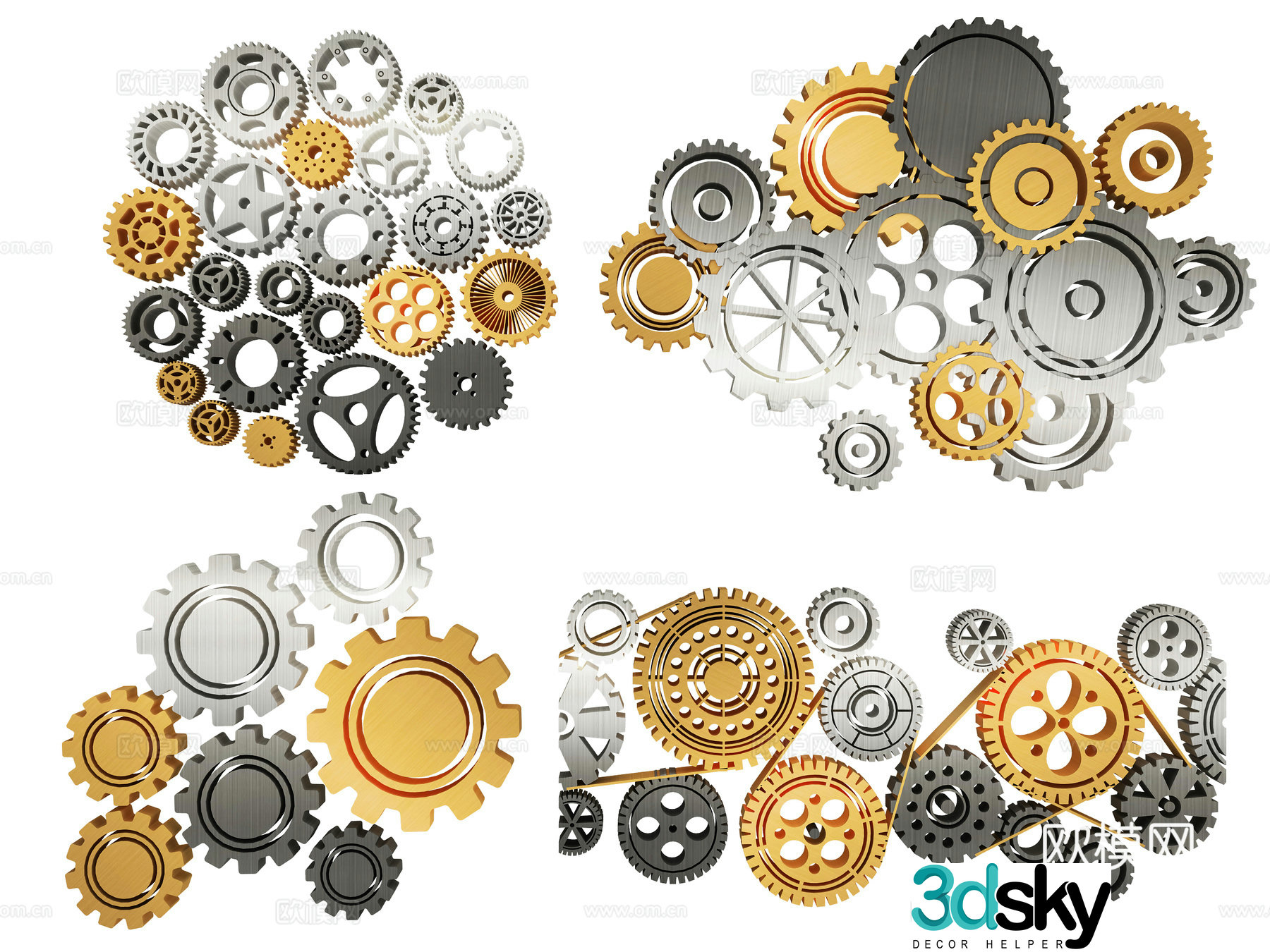 Industrial wind technology gears pinion gears machinery metal gears hardware mechanical parts industrial 3D model