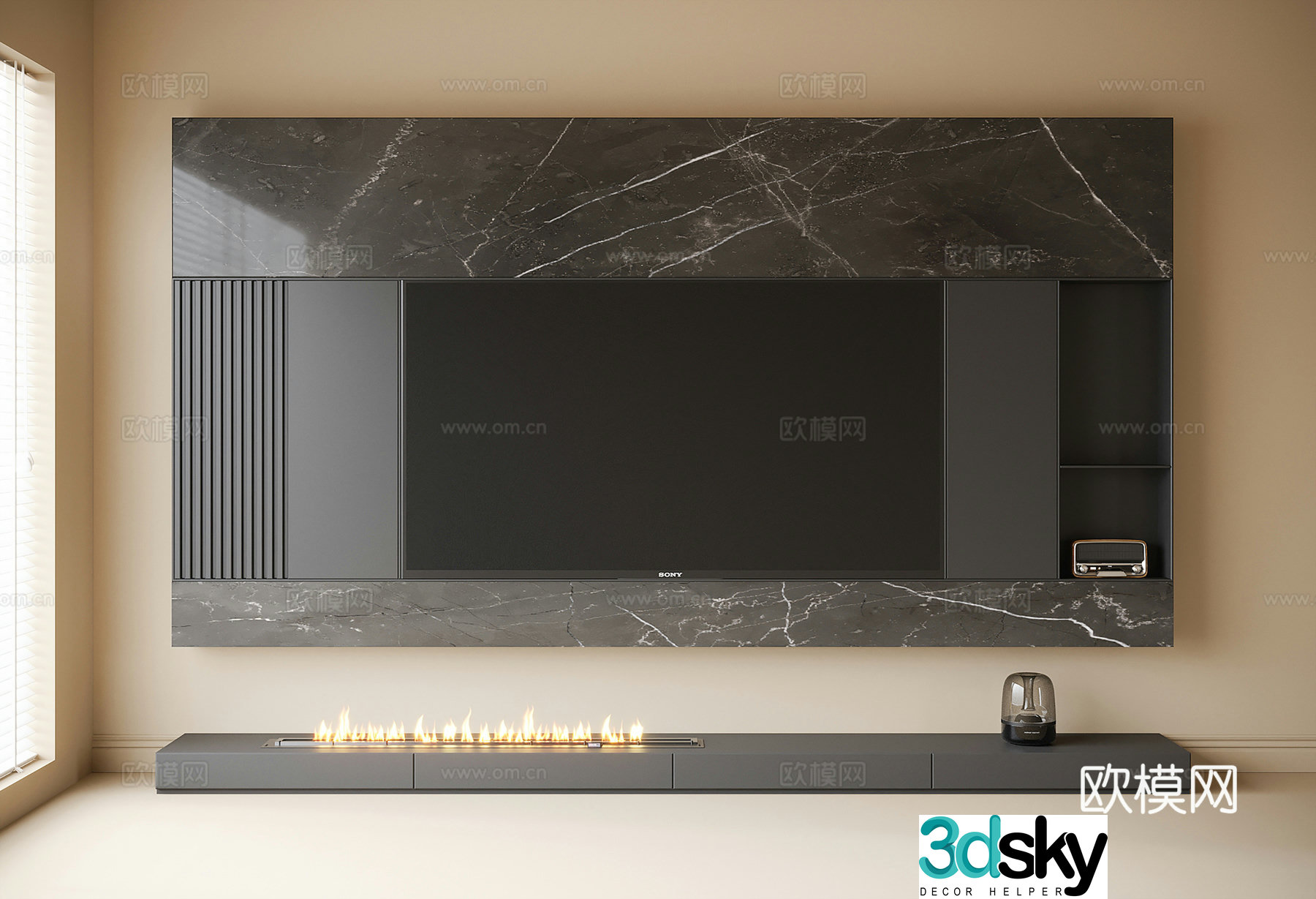 Modern TV background wall TV cabinet TV wall 3d model