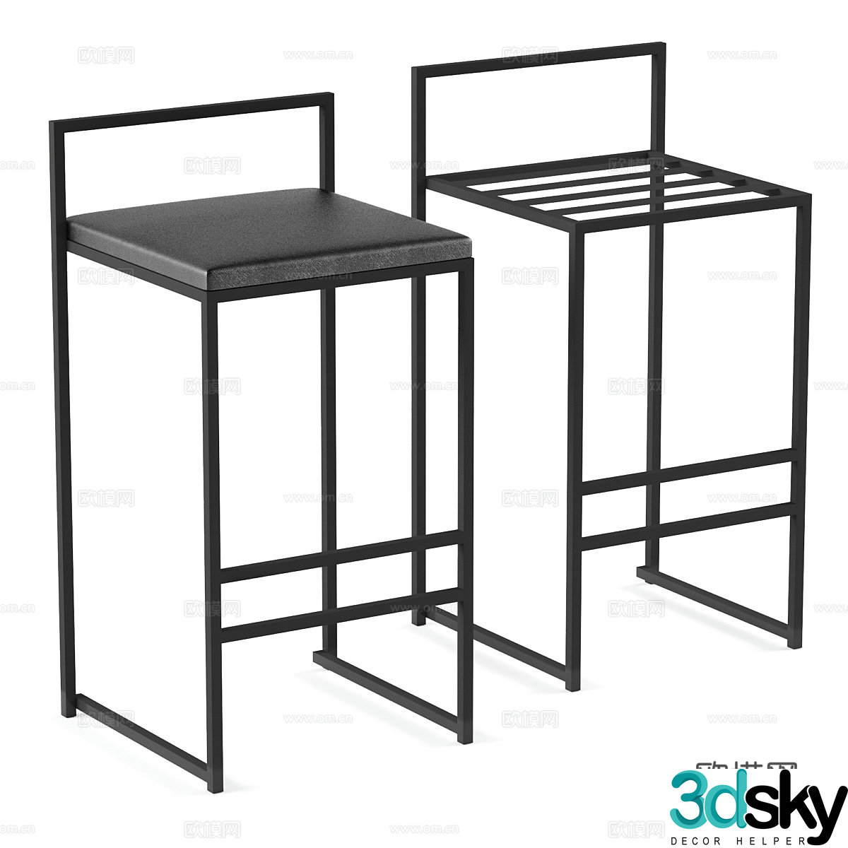 New Chinese metal bar chair 3D model