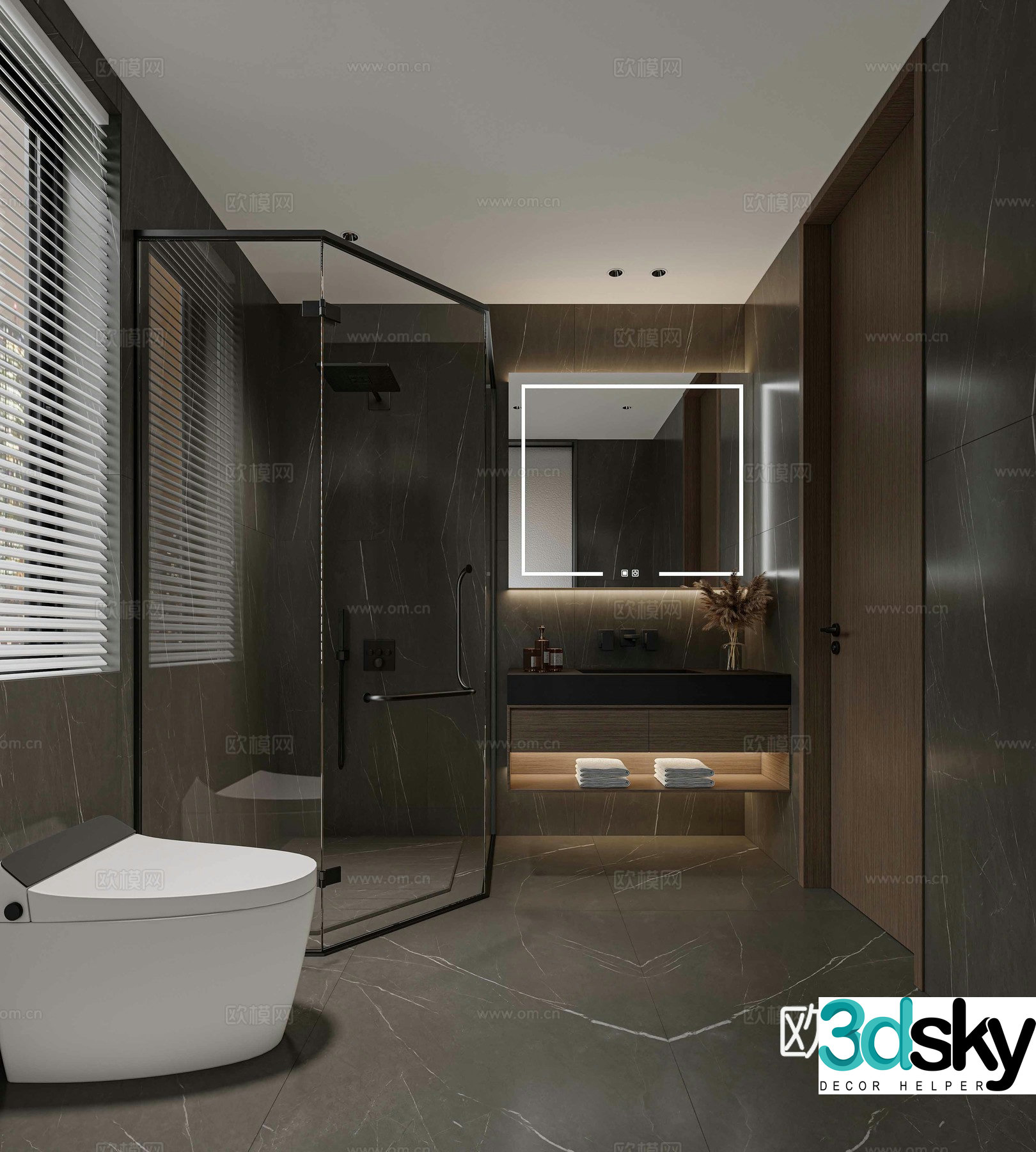 Modern light luxury bathroom 3D model