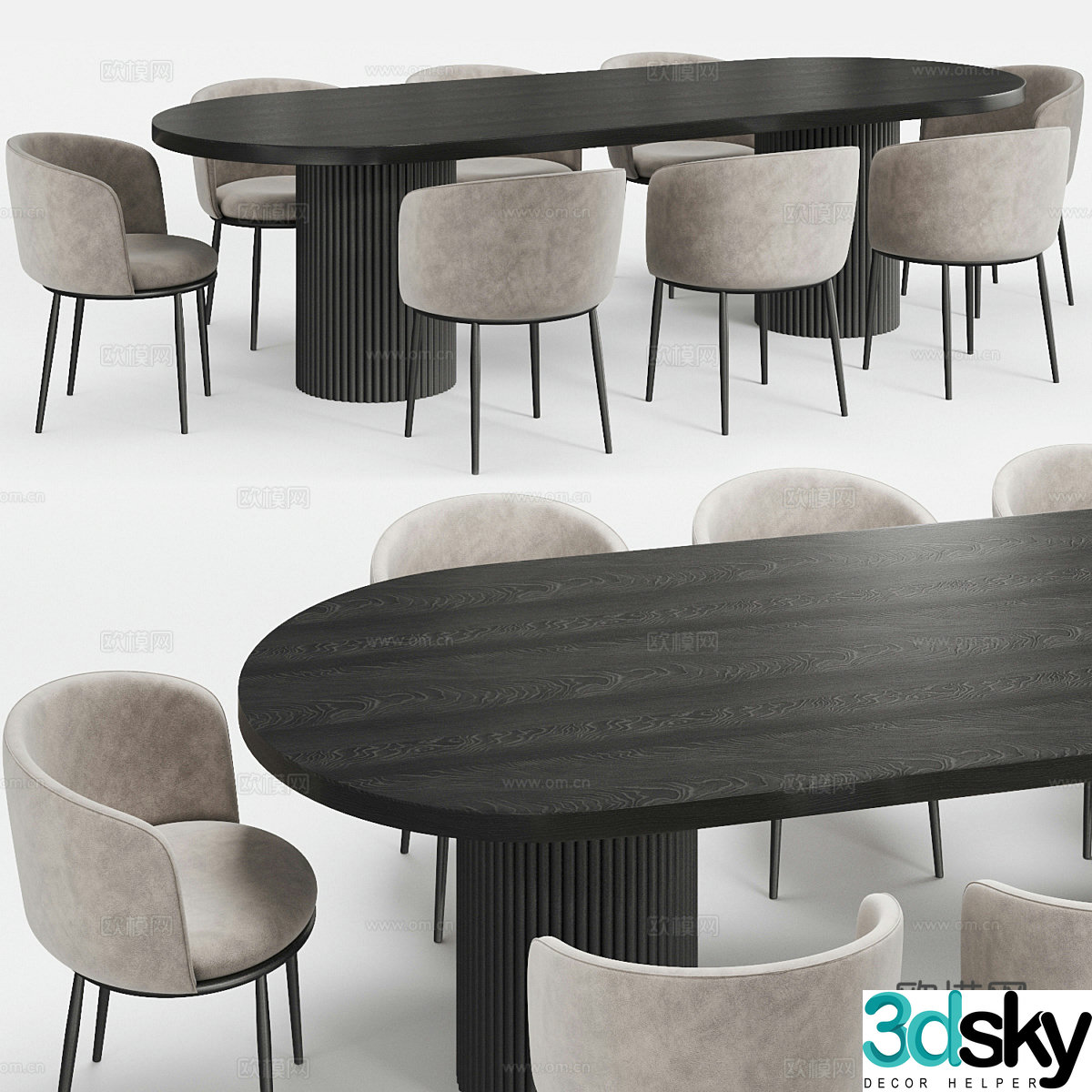 Modern Italian dining table and chair 3d model