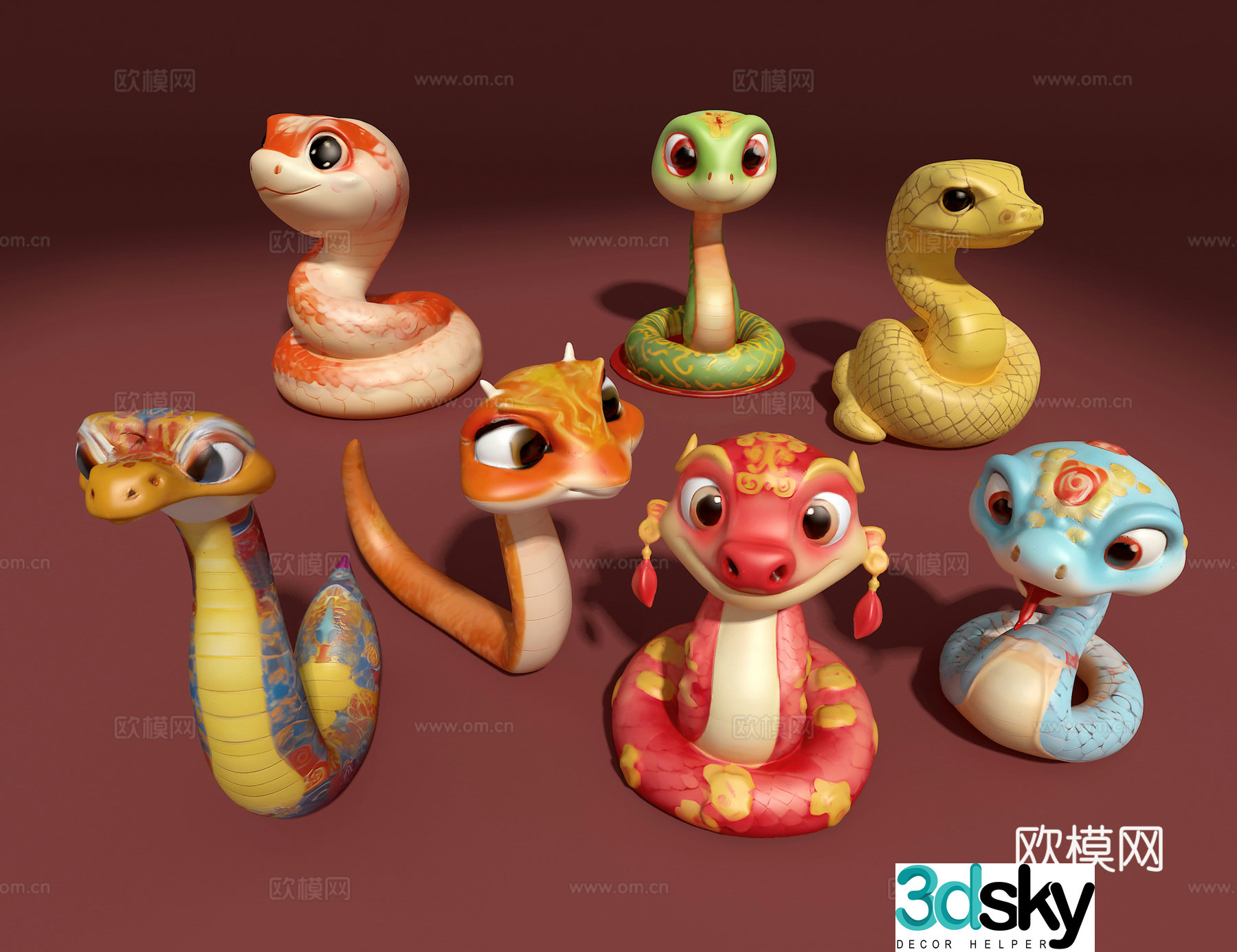 Cartoon snake 3d model