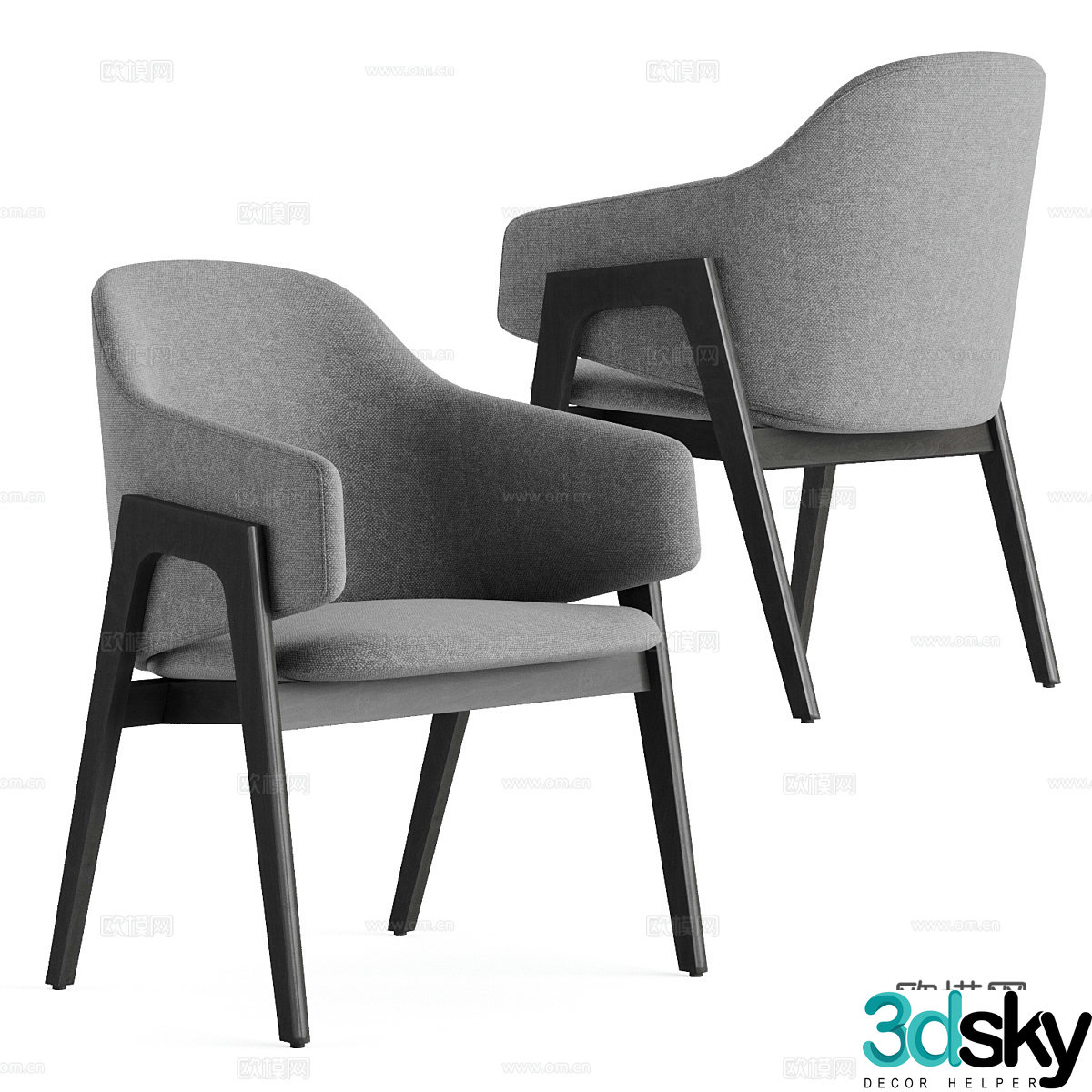 New Chinese style fabric leisure chair 3D model