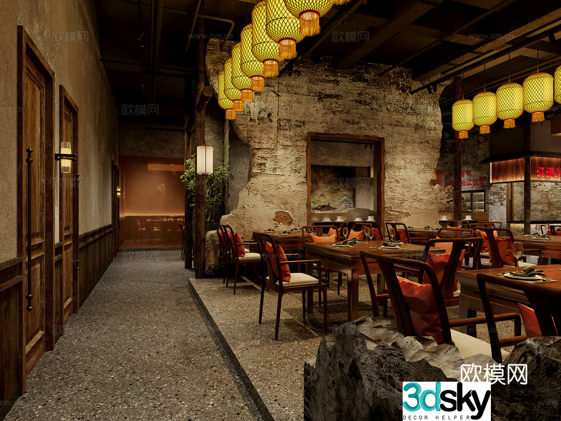 Chinese restaurant Sichuan restaurant 3D model