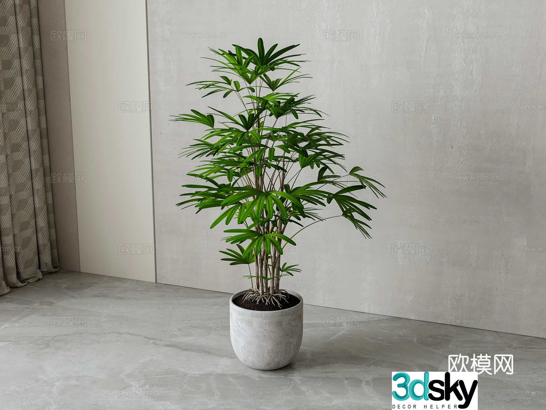 Modern green plant potted 3D model