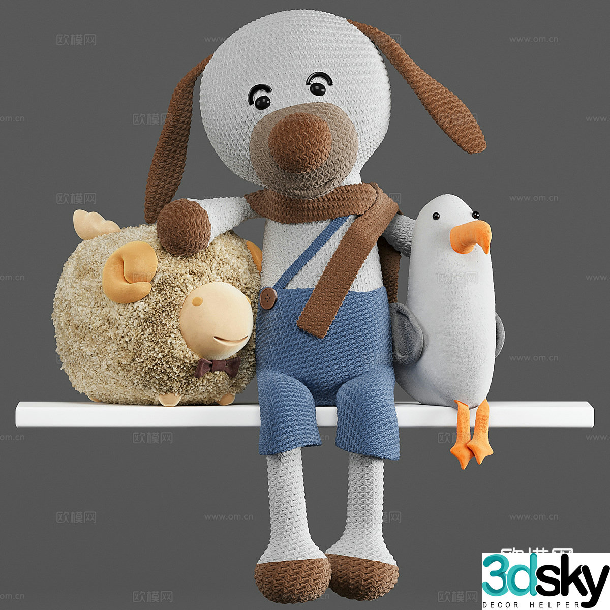 Modern plush toys doll 3d model