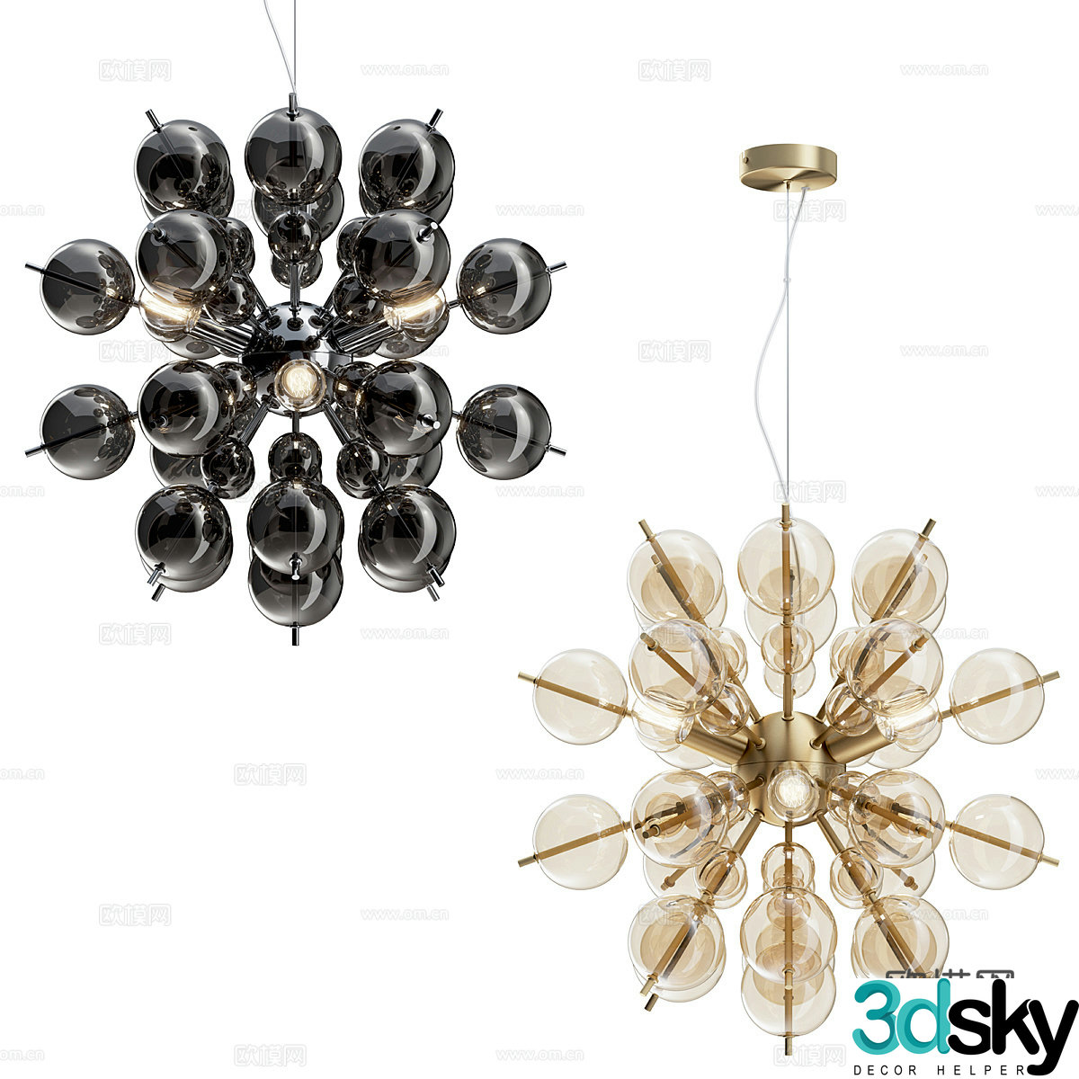 Modern Italian light luxury decorative chandelier 3d model