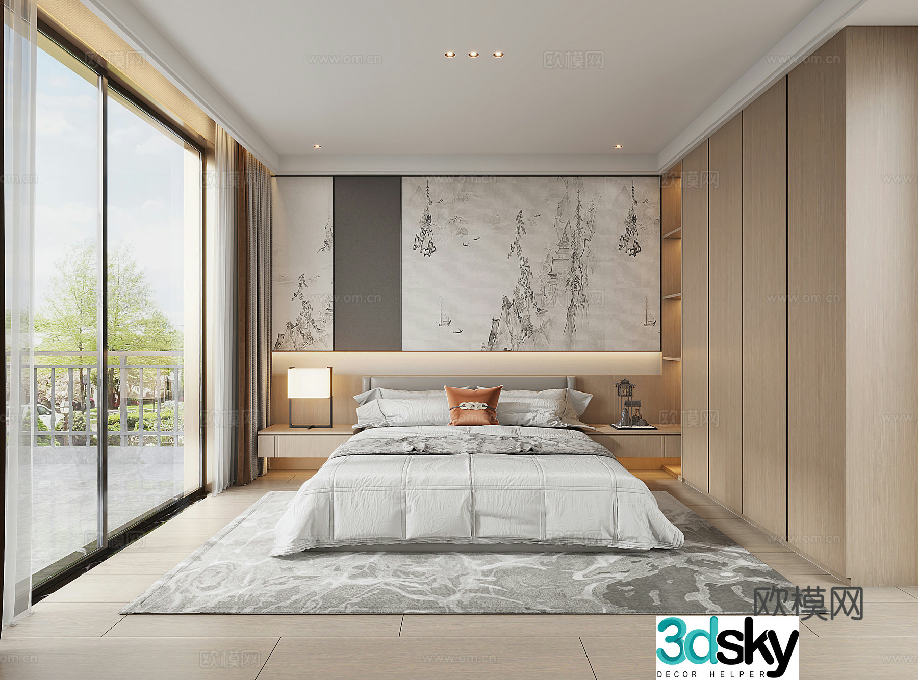New Chinese bedroom 3D model