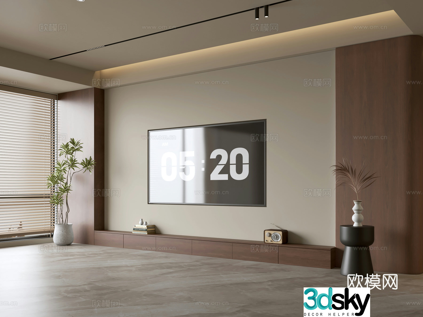 Wasabi Middle Style TV Cabinet TV Background Wall Overall Cabinet TV Background Wall Medal Style 3D Model