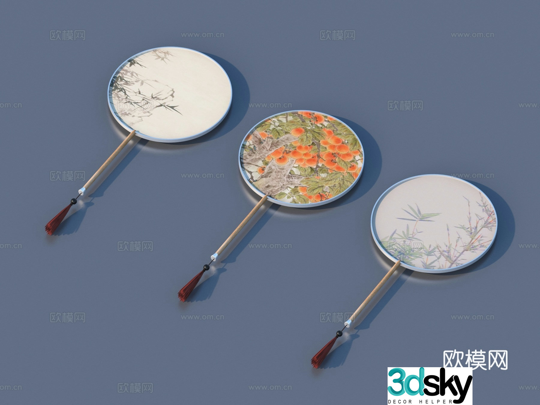 Fan Paper Fan Round Fan Chinese Fan 3D Model