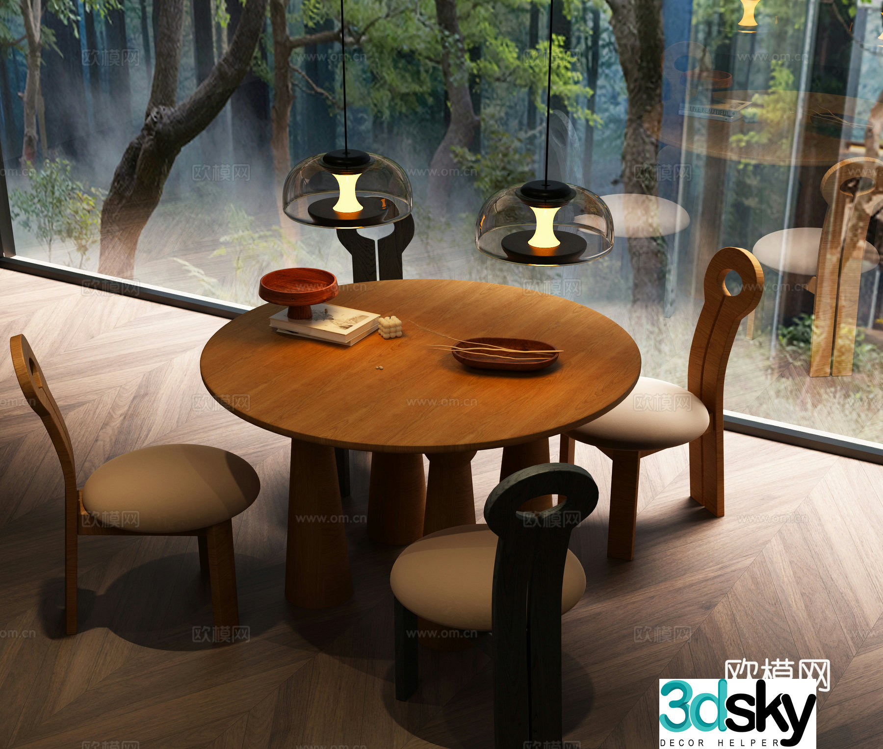 Modern Italian dining table and chair Italian minimalist dining table and chair Modern French dining table and chair French retro dining table and chair 3D model