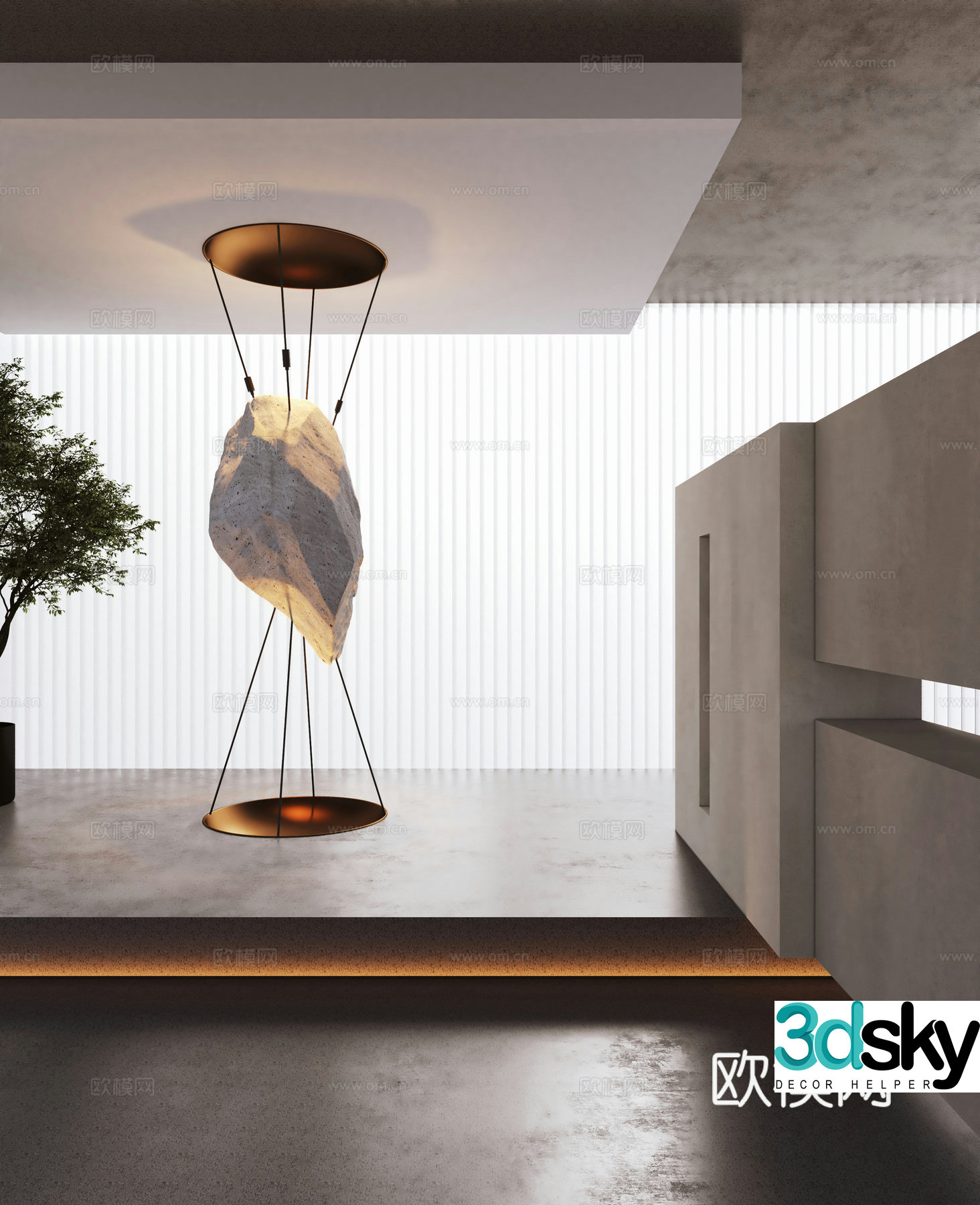Modern stone sculpture installation Art installation 3d model