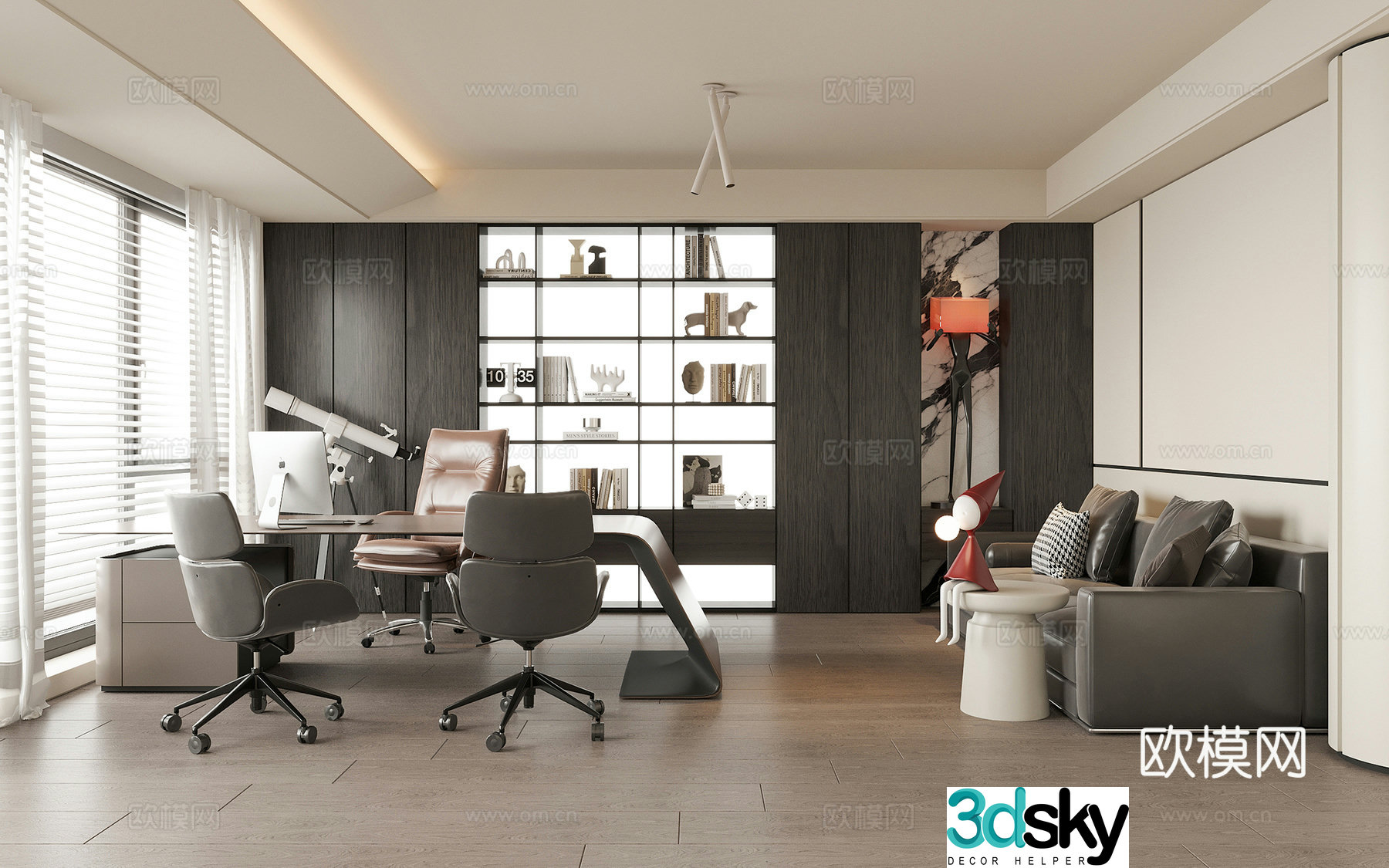 Modern General Manager Office Boss Office Desk and Chair Office Chair 3D Model