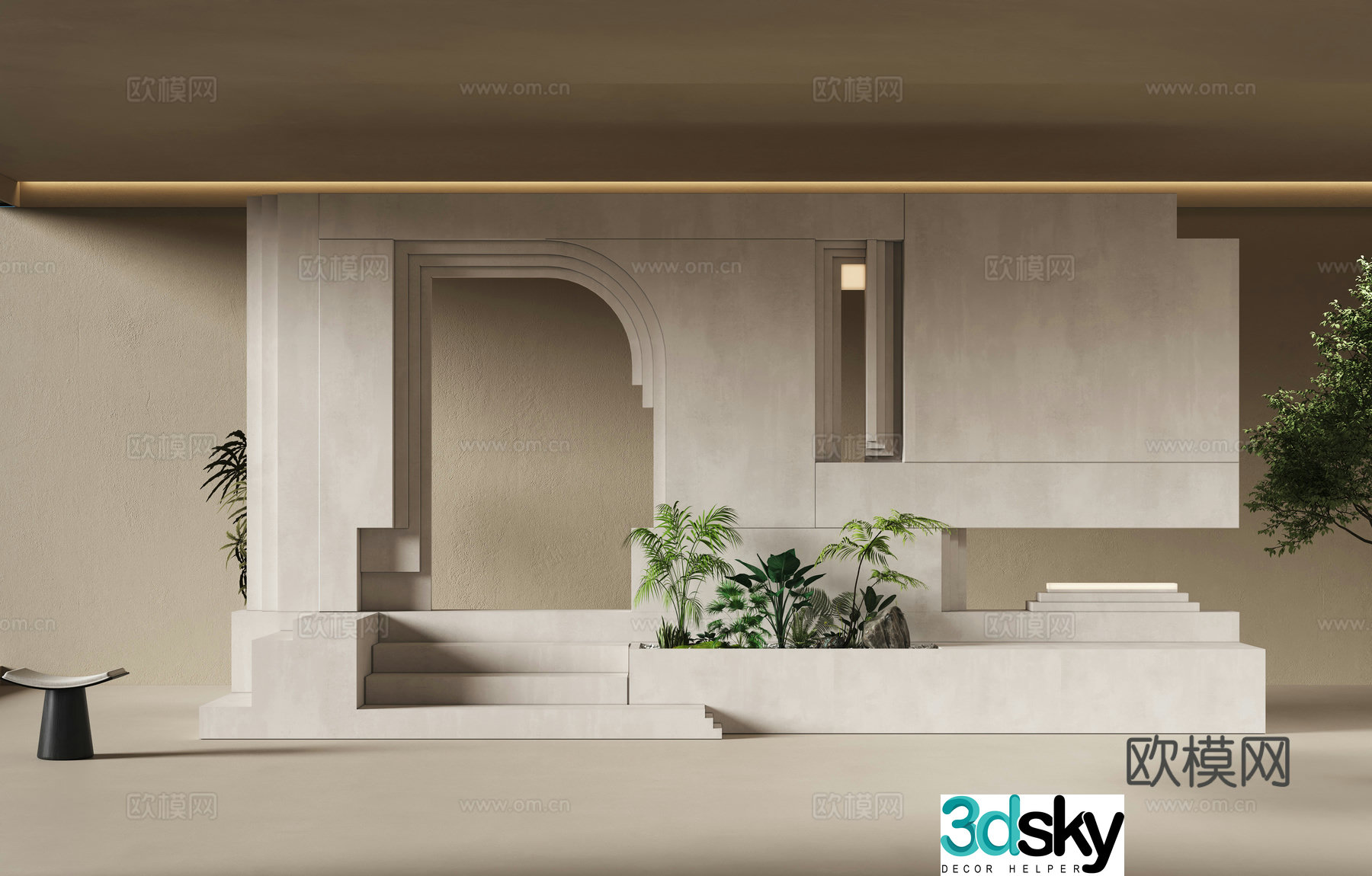 Modern landscape wall Stone background wall Scapa wall 3d model
