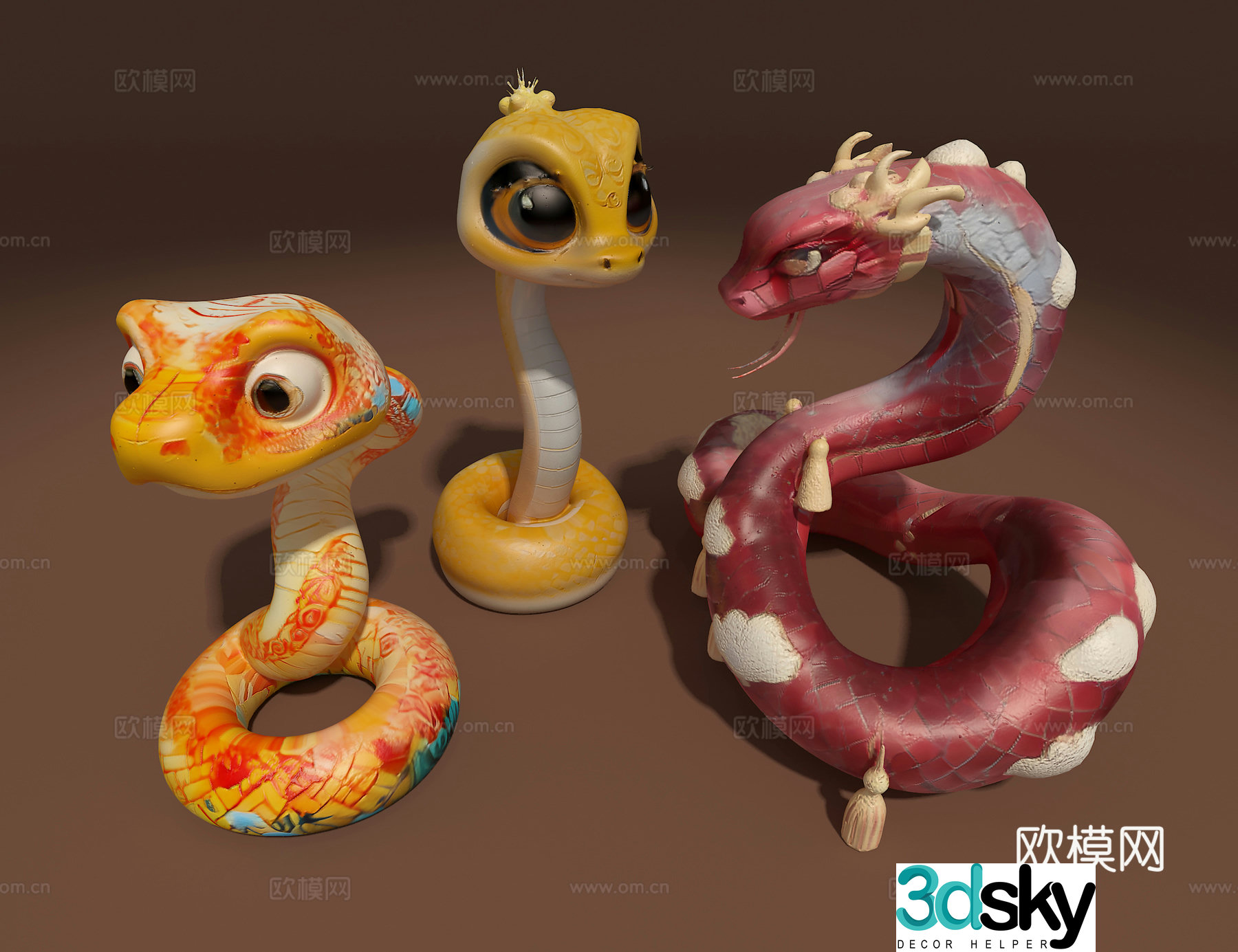 Cartoon snake 3d model