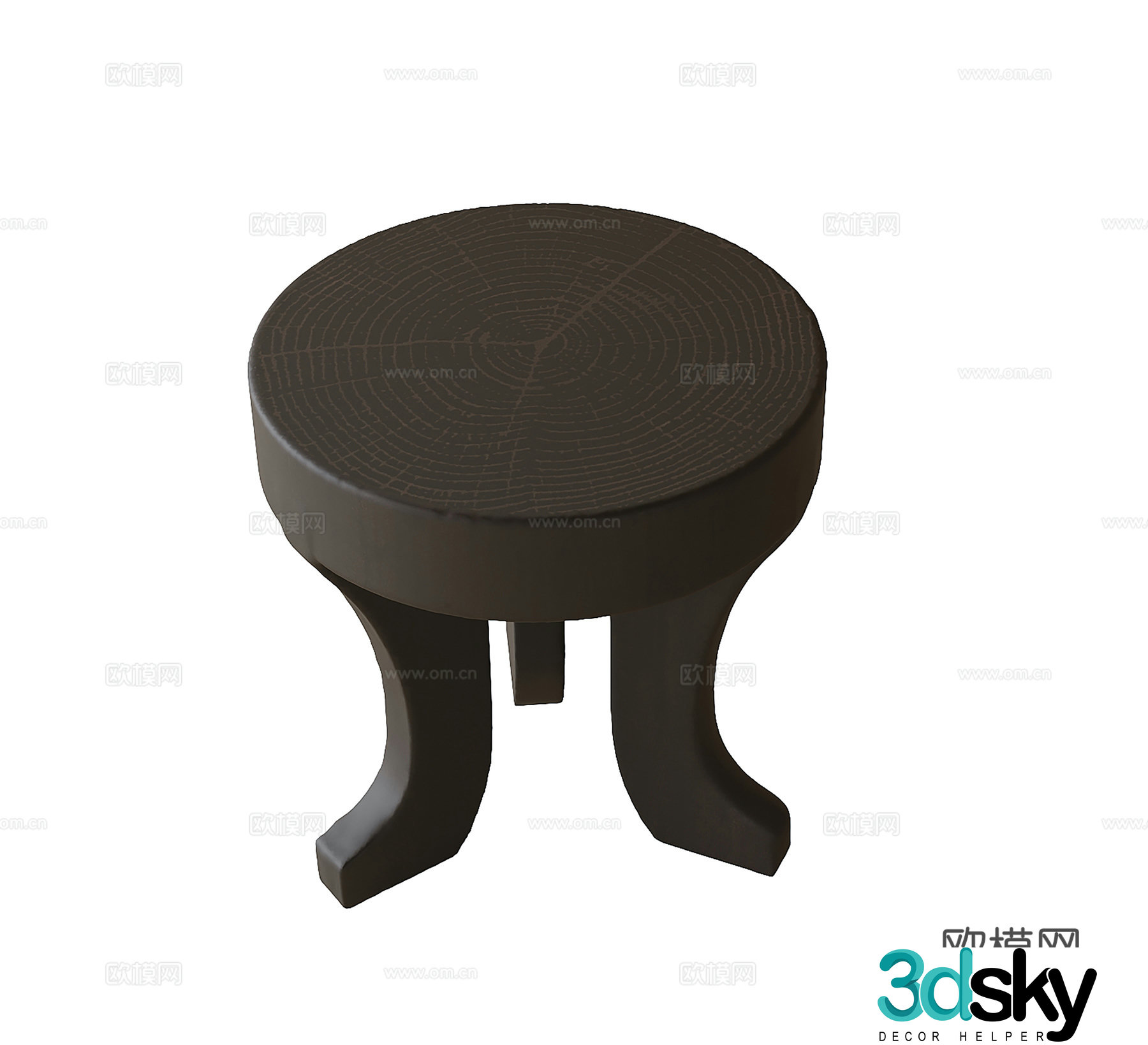 Modern round stool wooden stool shoe change stool 3d model