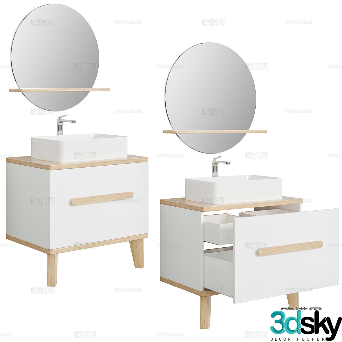 Modern Nordic bathroom cabinet 3d model