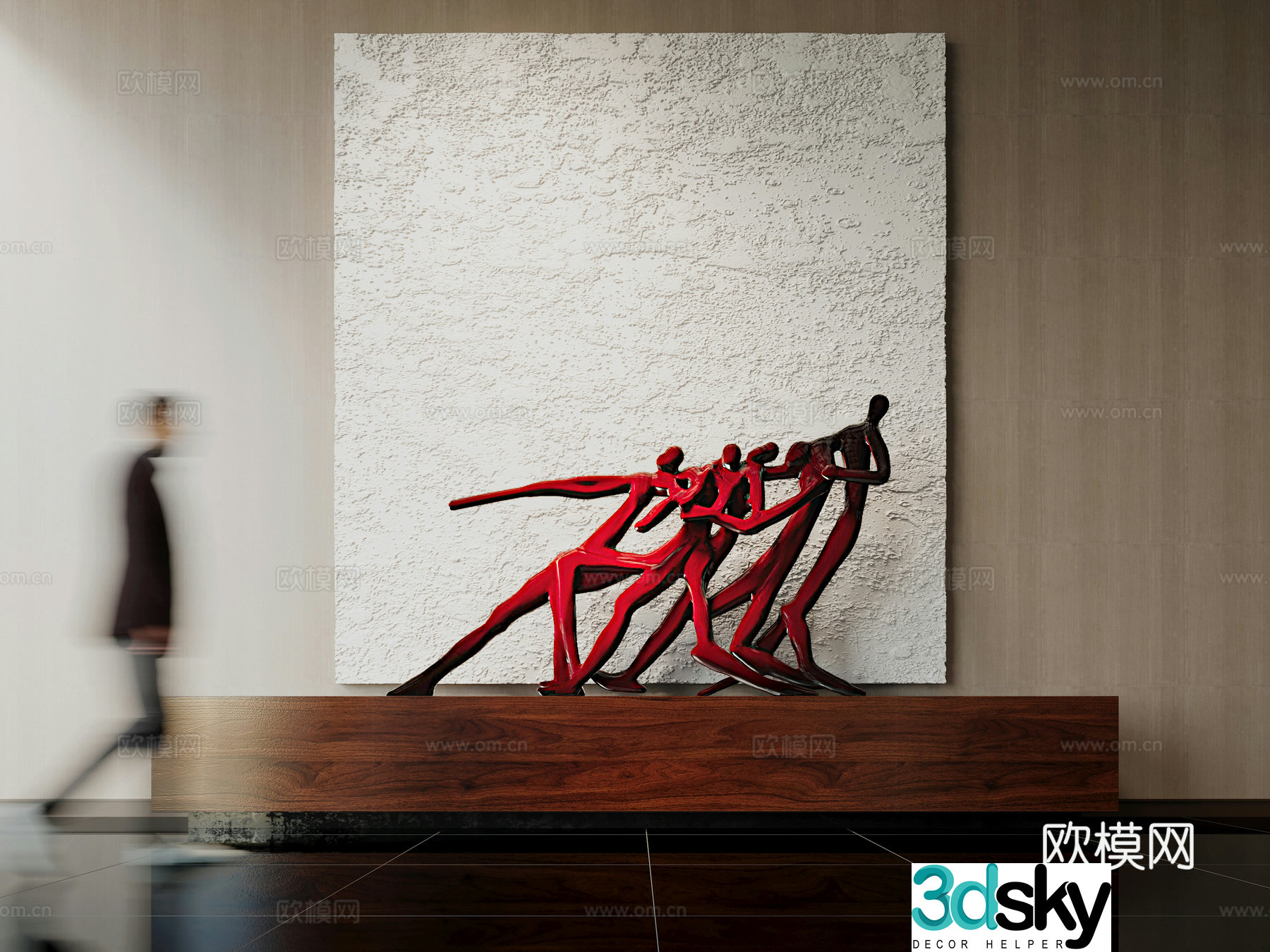 Modern character sculpture installation 3d model