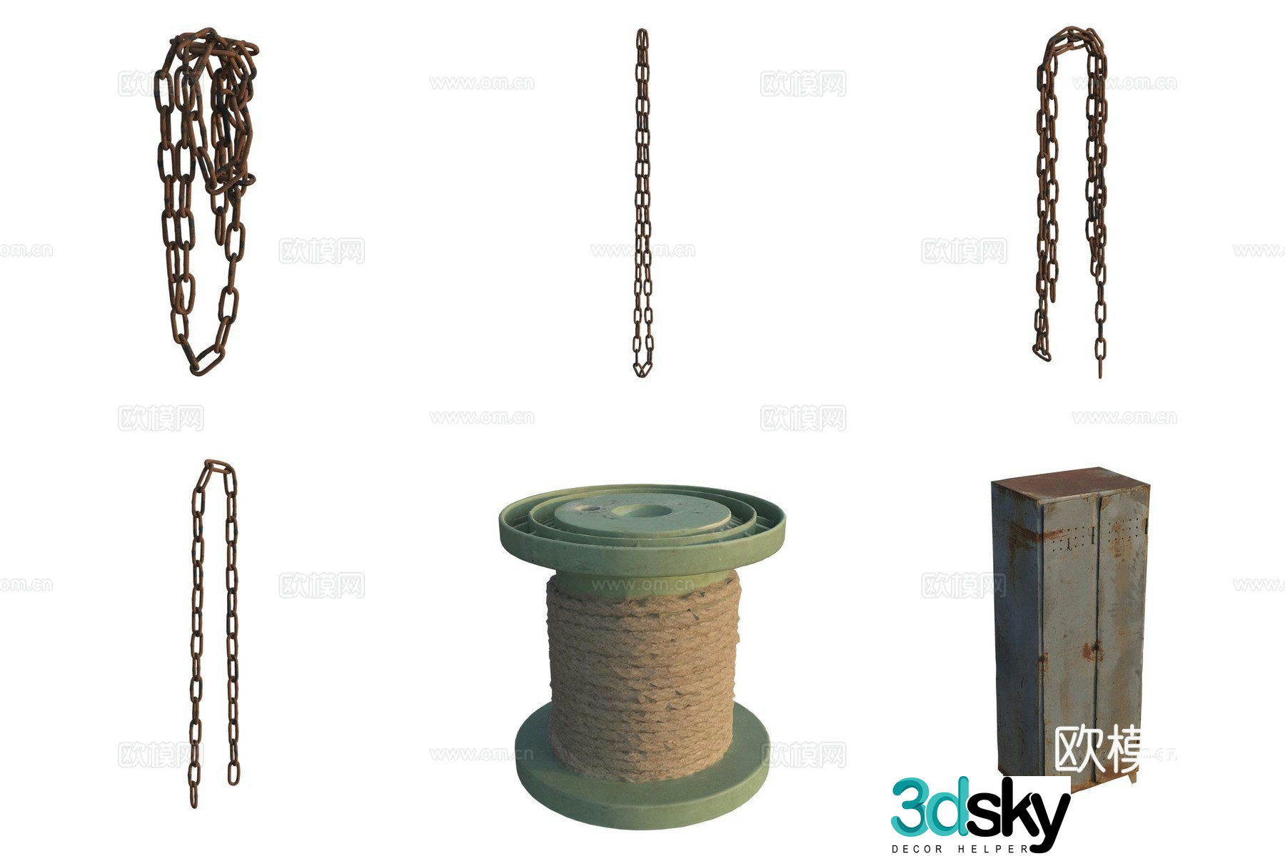 Iron chain tool accessories cabinet rope 3d model