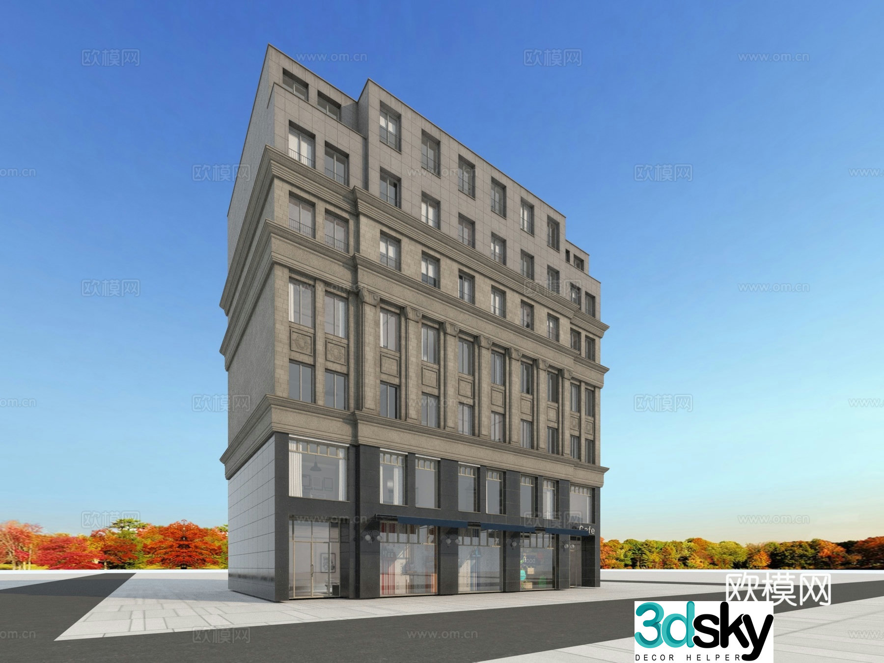 Building appearance European-style building 3d model