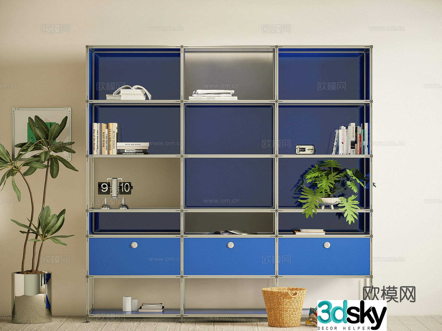Modern aluminum profile bookcase Bauhaus file cabinet metal storage cabinet 3d model