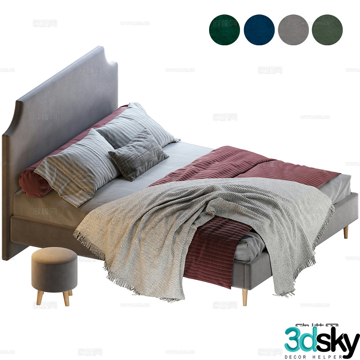 Modern fabric children’s bed 3D model